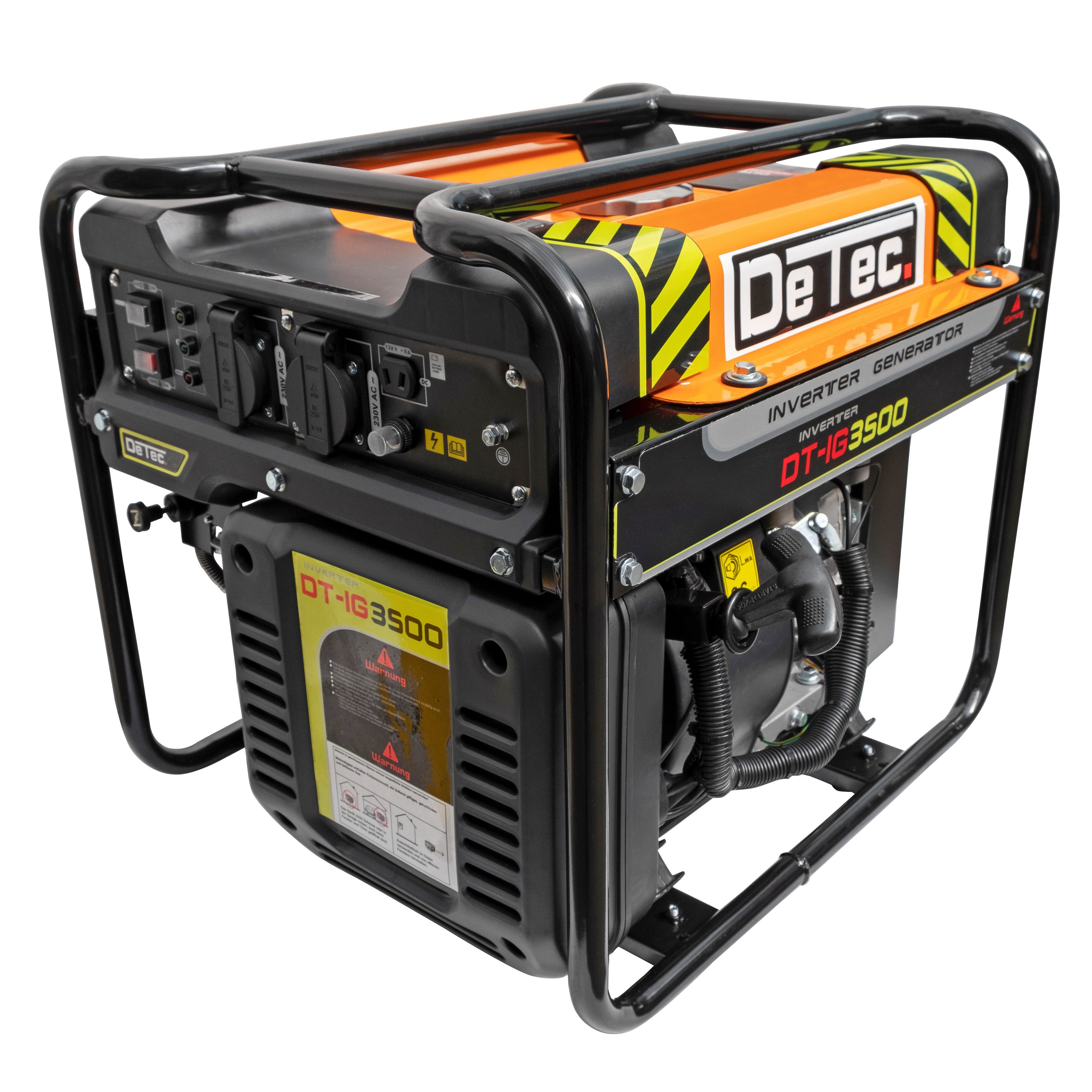 DeTec. Stromgenerator DT-IG3500 Inverter Stromerzeuger, 3,5 kW Benzin-Stromgenerator, 230V + 12V, Backup Notstromaggregat leise und sparsam