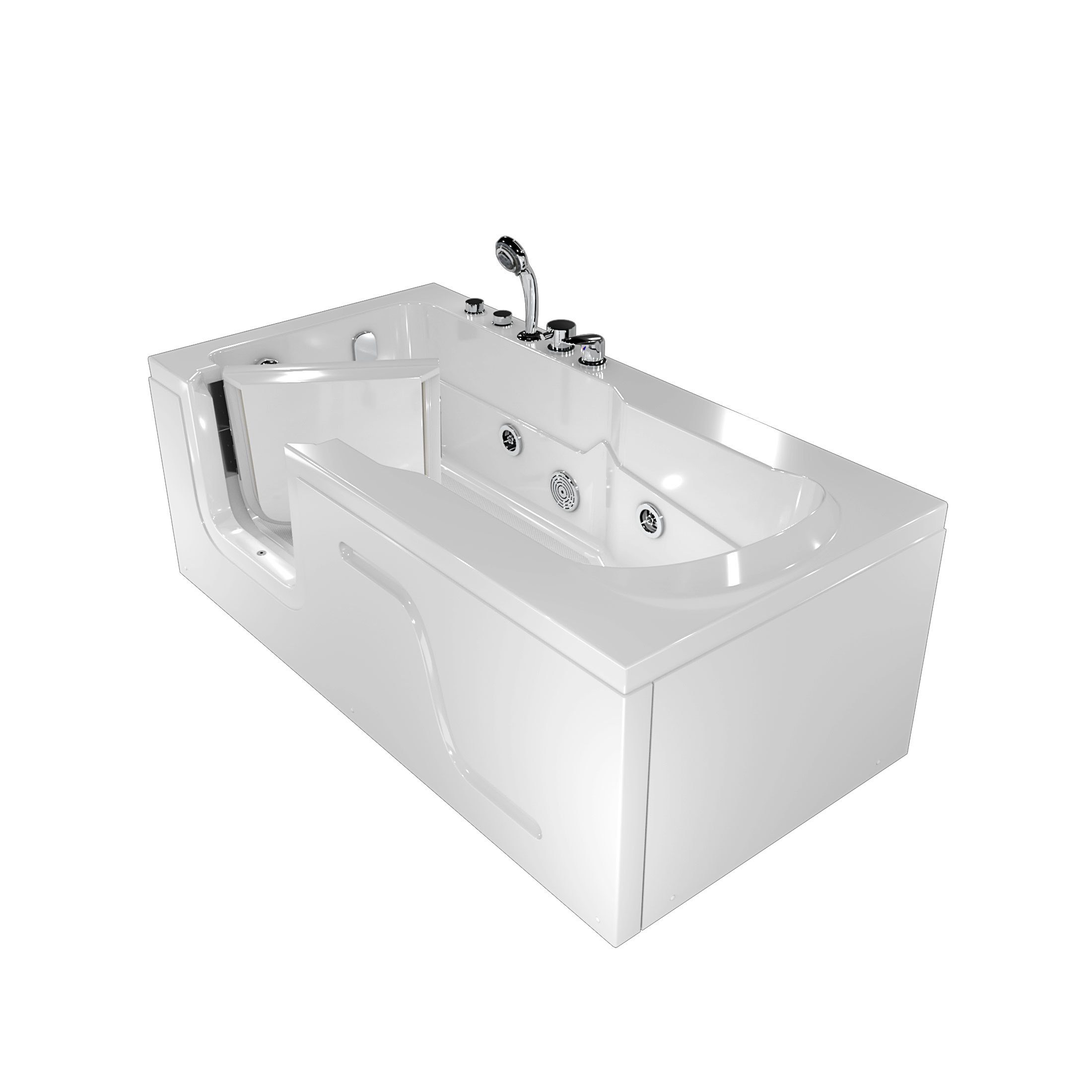 AcquaVapore Whirlpool-Badewanne Seniorenwanne Whirlpool mit Tür S17-WP-R-ALL 75x150cm, (1-tlg), mit Ablaufgarnitur