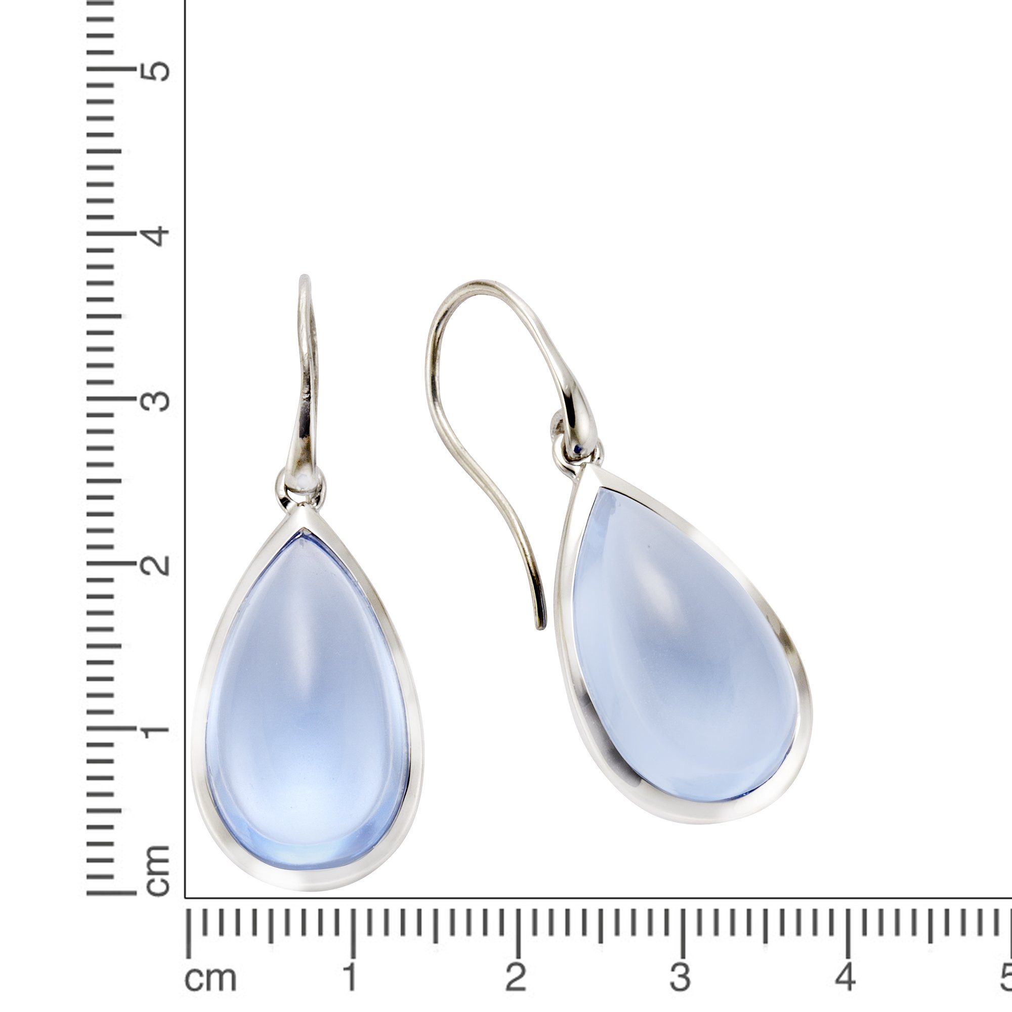 Paar rhodiniert Ohrhänger 925 (beh) blau Silber Jamelli Quarz