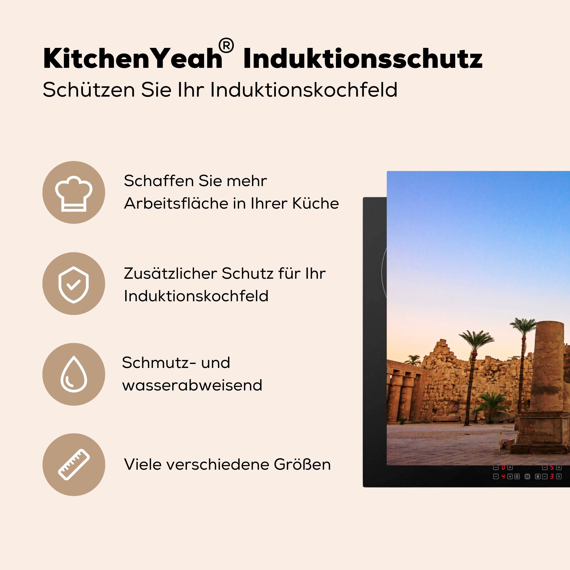 Schutz cm, Vinyl, Ceranfeldabdeckung Induktionskochfeld Herdblende-/Abdeckplatte Sonnenuntergang (1 Luxor, Schöner tlg), küche, 81x52 im die MuchoWow für