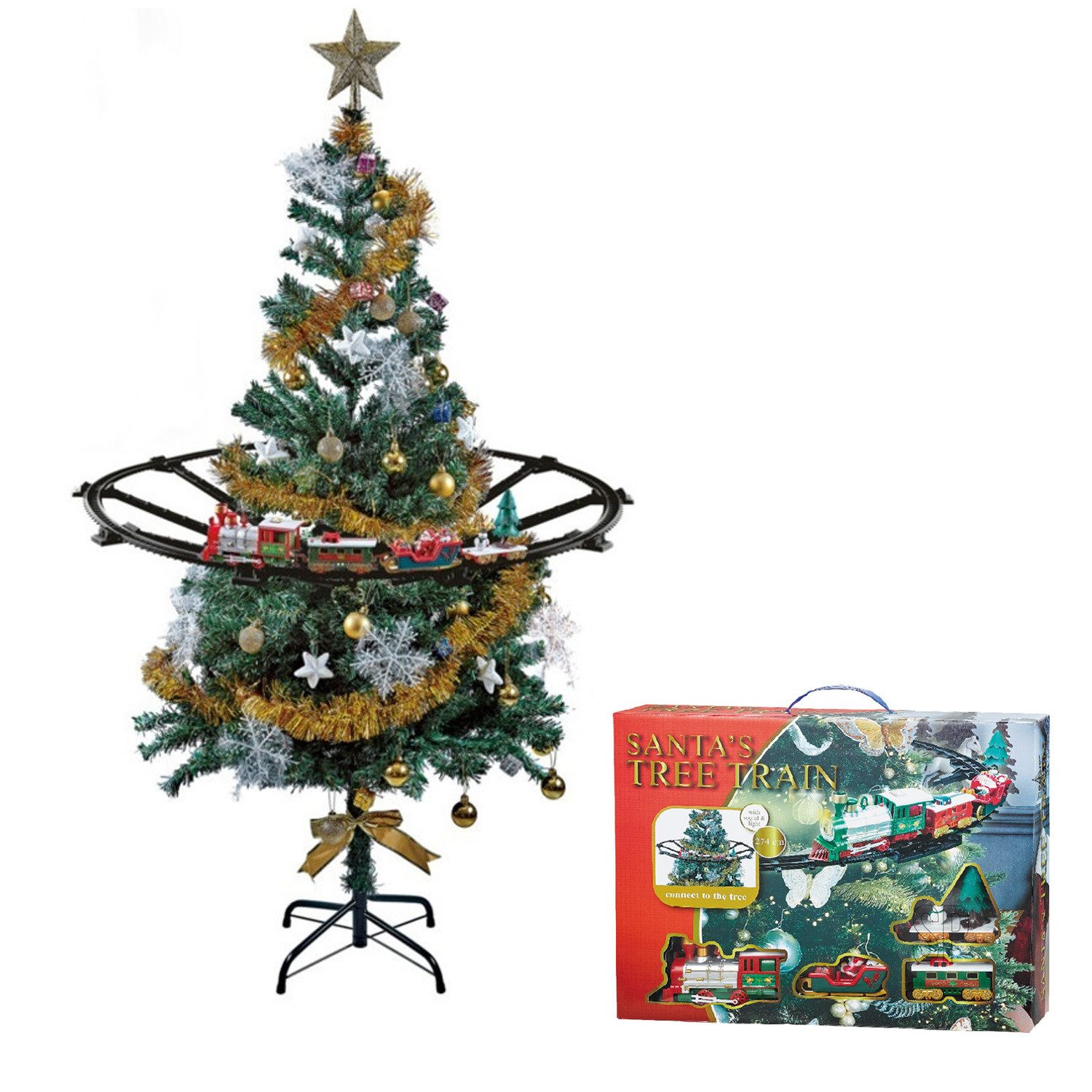 Mojawo Girlanden Weihnachtszug Zug Licht Sound Weihnachtsdekoration Ø87xL274cm Batterie