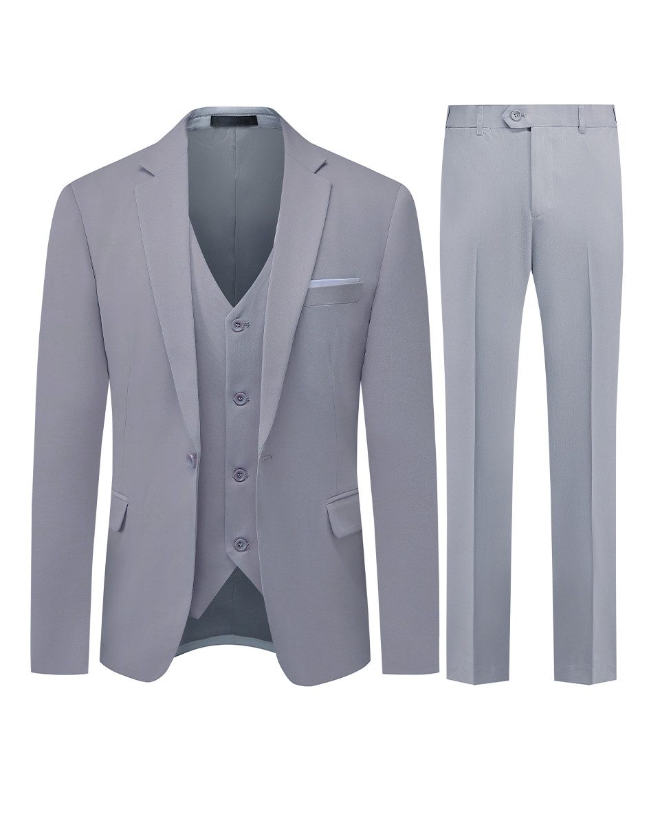 Allthemen Anzug (3 tlg, Sakko & Hose & Weste) klassischer Anzüge im eleganten Look Businessanzug