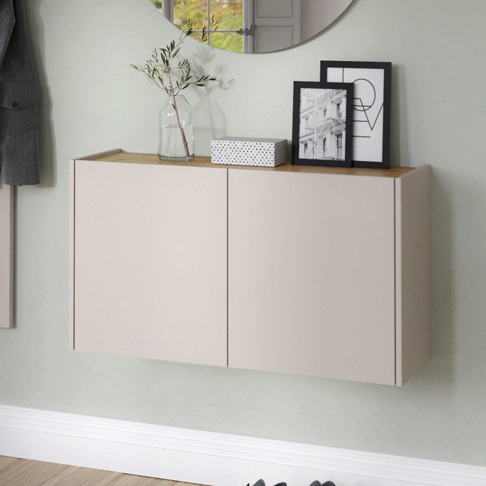 Lomadox Schuhschrank LAPUA-01 93 cm breit in kaschmir mit Eiche, wandhängend