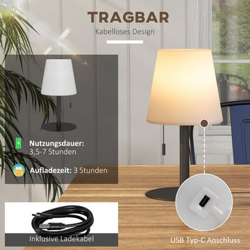 Outsunny Tischleuchte Aufladbar USB LED Tischlampe, LED, für Indoor, Outdoor, Schwarz+Weiß