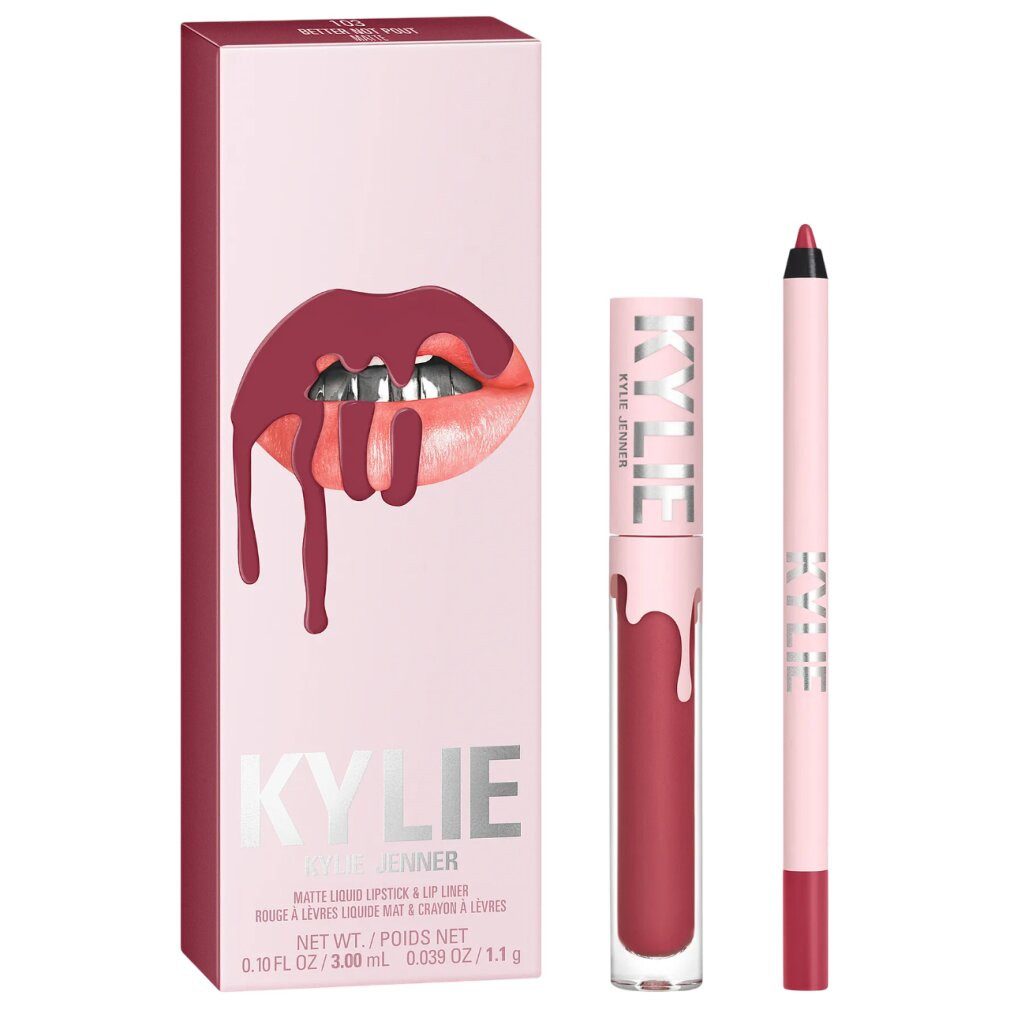 Kylie Make-up Set Matte Lip Kit 3ml Liquid Lipstick + 1.1g Lip Liner - Better Not Pout