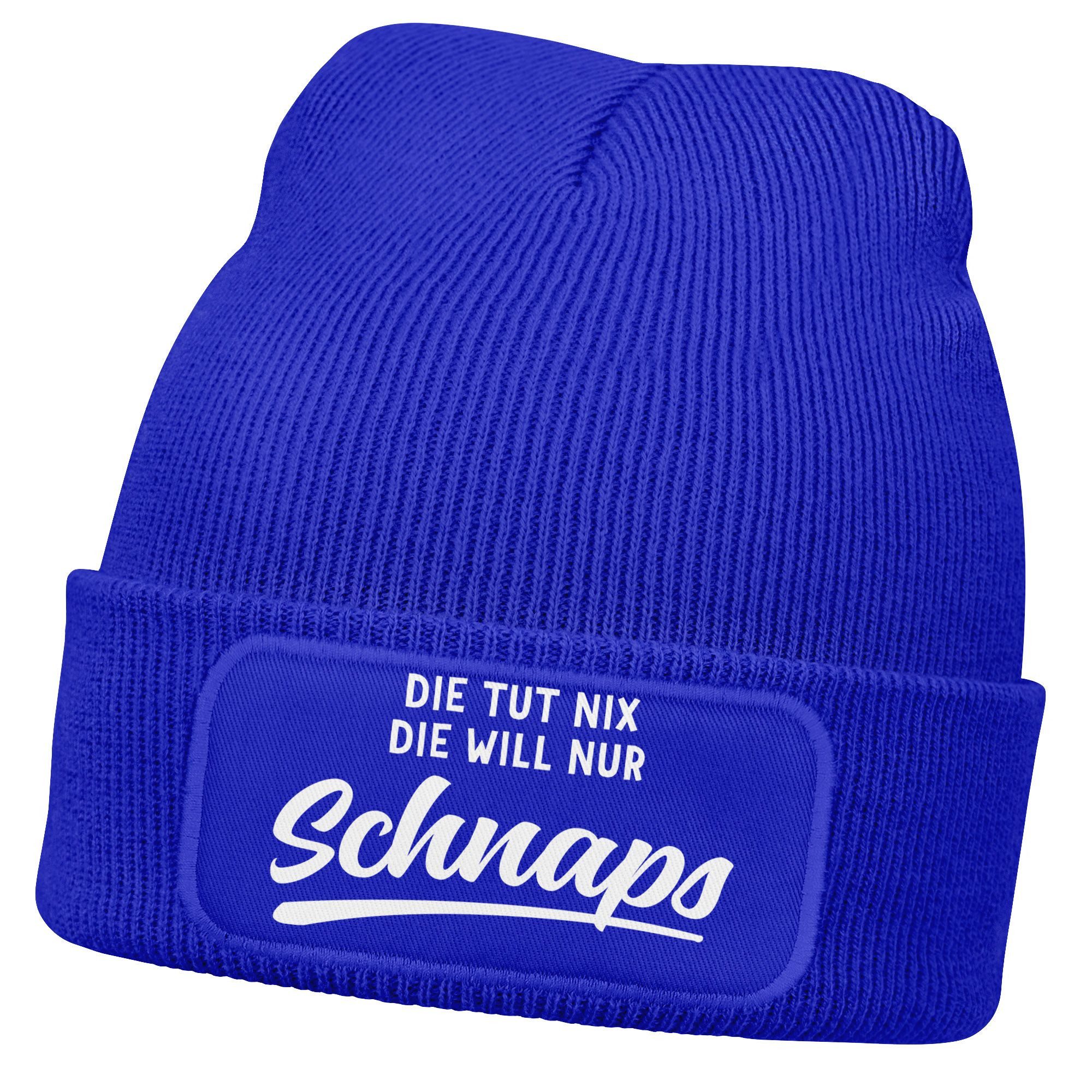 Strickmütze Damen Beanie mit Patch Strickmütze mit Spruch Lieblingsgetränk Party