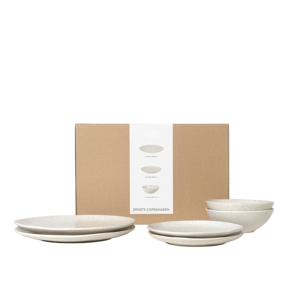Broste Copenhagen Geschirr-Set Copenhagen Nordic Vanilla Geschirrset mittag für Zwei, Steinzeug, Nordic Vanilla Geschirsets mittag für zwei