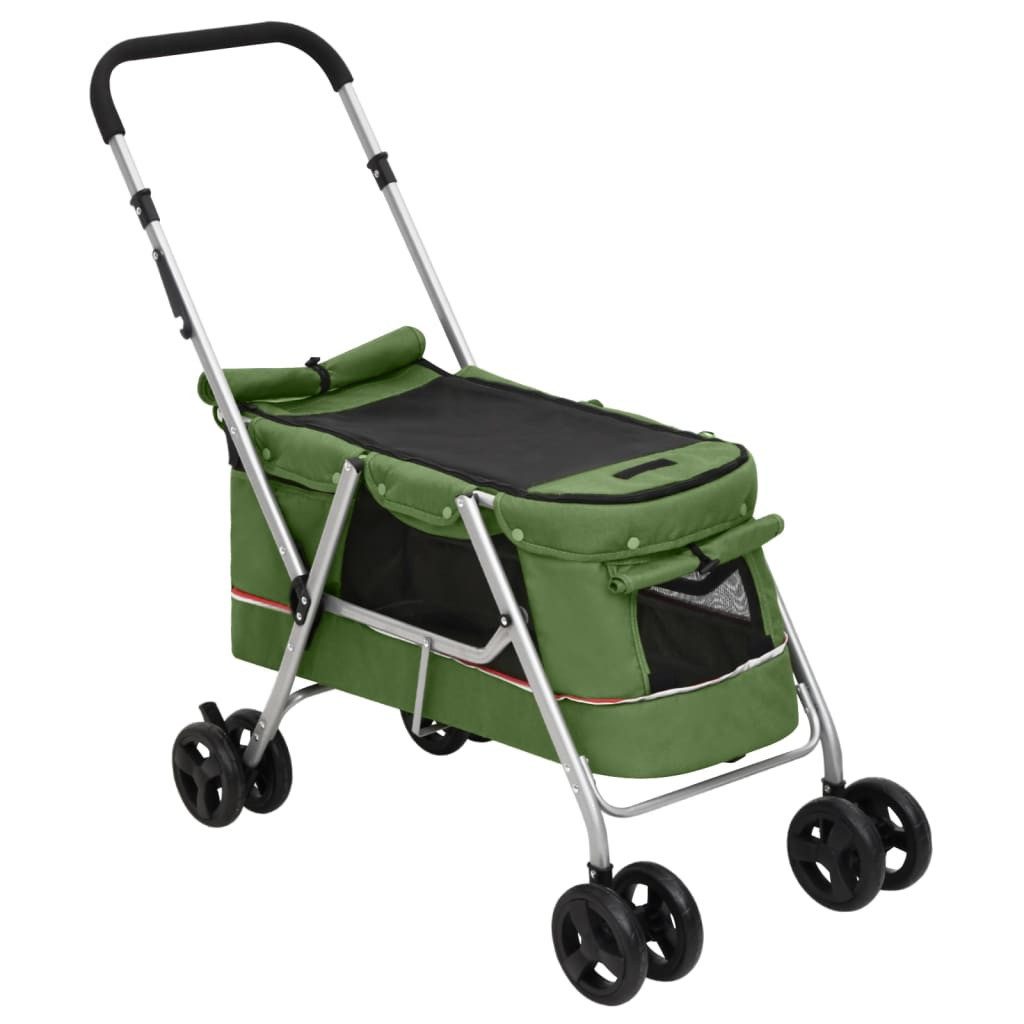 vidaXL Hundebuggy Hundewagen Faltbar Grün 100x49x96 cm Leinenstoff
