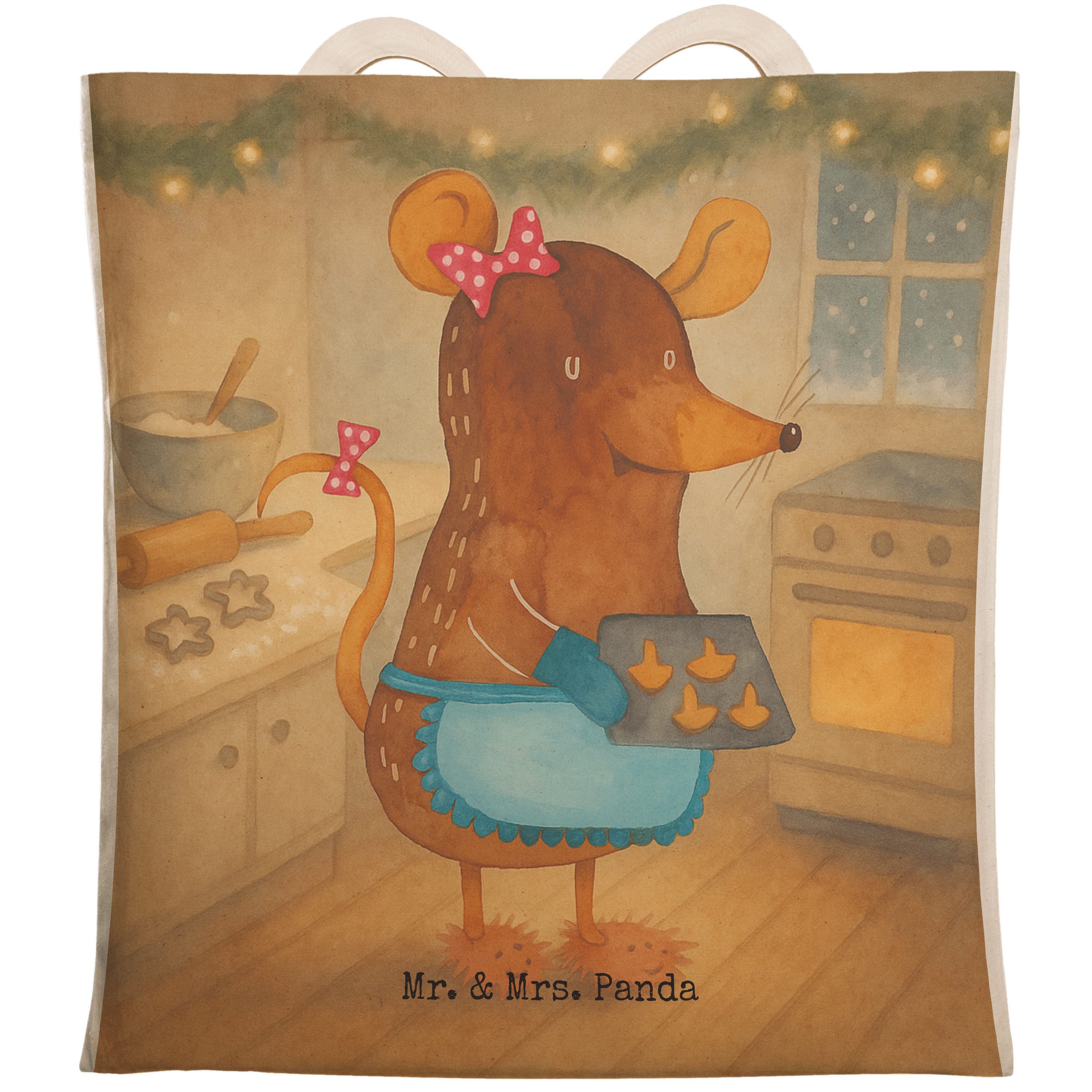 Tragetasche Maus Kekse Design, Einkaufstasche, Weiß, Tote Bag, Weihnachten, Tasch