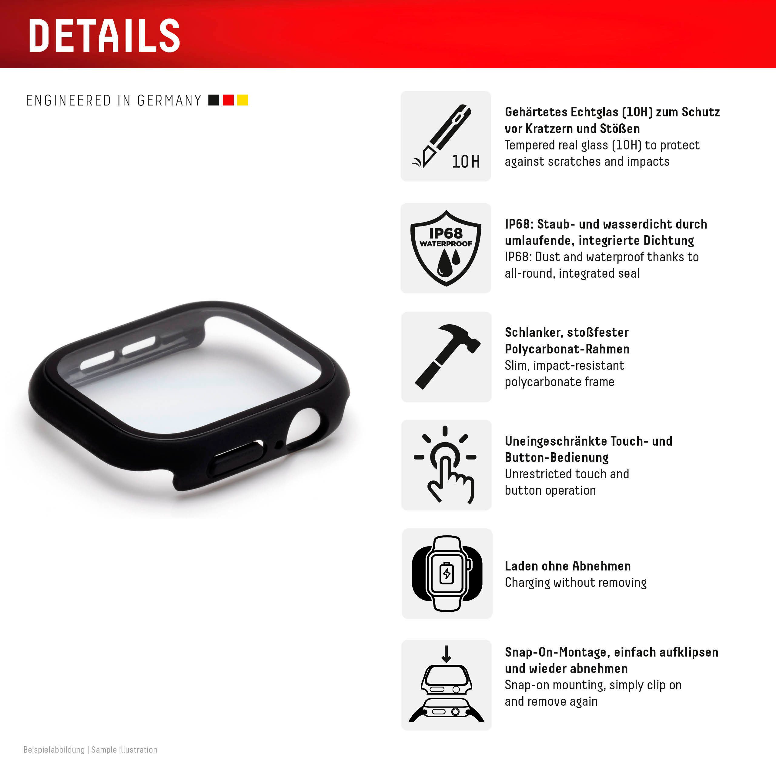 Displex Displayschutzglas Smartwatch Glass All-In-One Protector Full Body für Apple Watch Series 10 42 mm, Apple Watch Series 11 42 mm, Displayschutzfolie, Schu – Bild 3 von 5