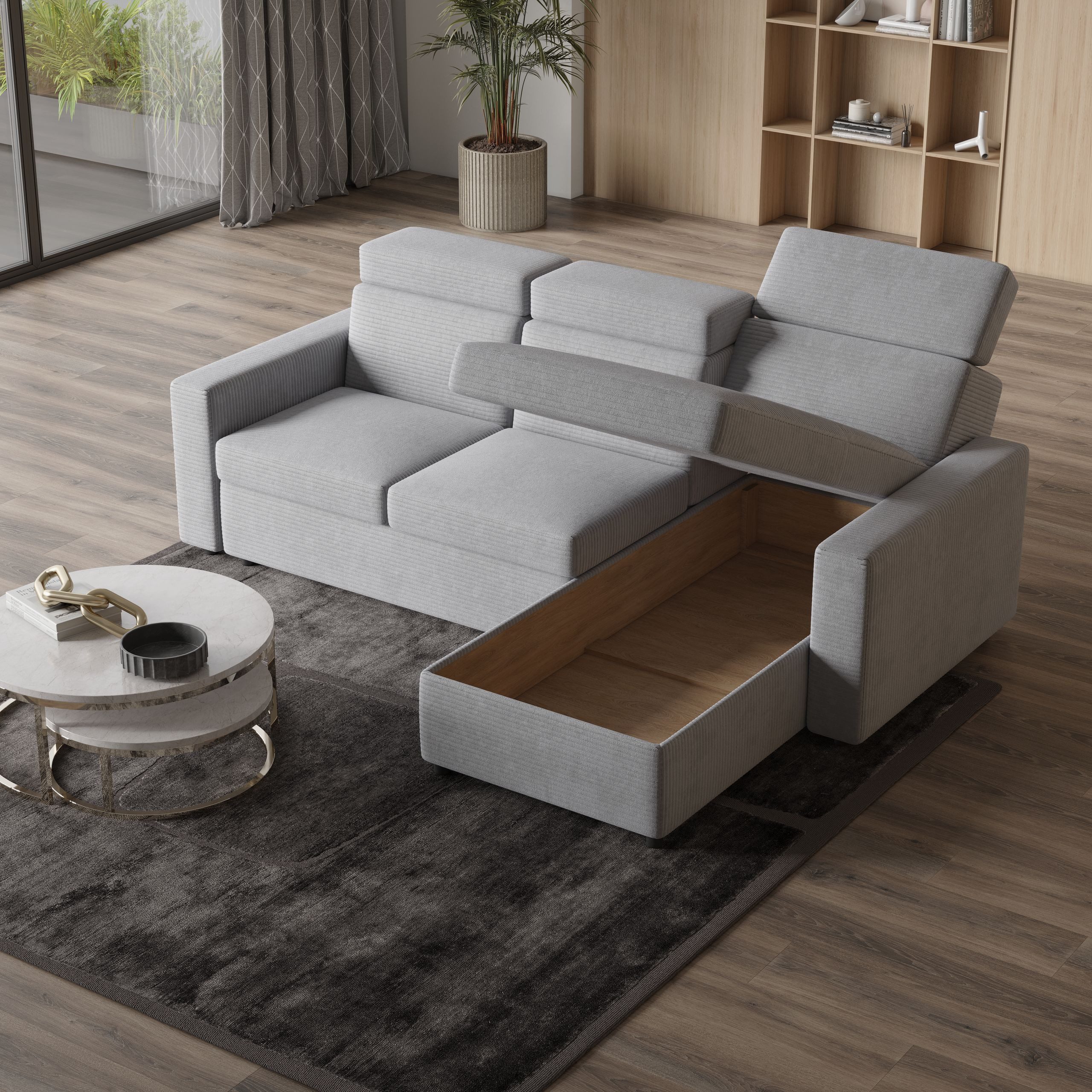 Masseno Ecksofa PADWA mit Schlaffunktion L-Form, Sofa mit Bettkasten