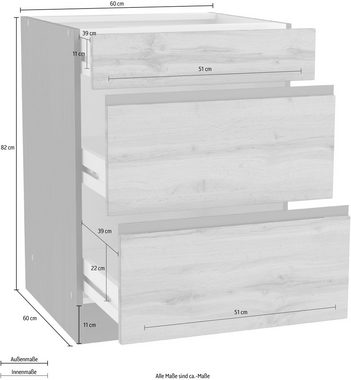 Kochstation Unterschrank KS-Riesa Breite 60 cm, MDF-Fronten