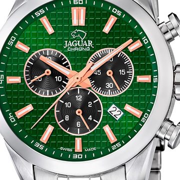 JAGUAR Chronograph Jaguar Herren Armbanduhr ACM, Herrenuhr rund, groß (ca. 43mm), Edelstahl, Edelstahlarmband, Sport-St