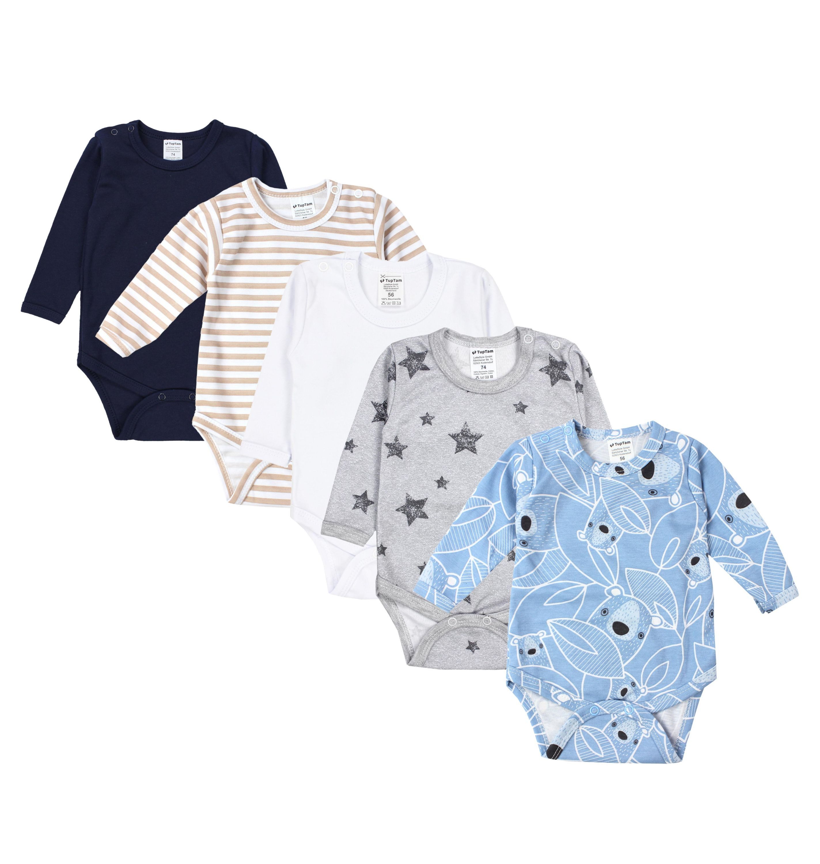 Langarmbody TupTam Jungen Baby Body Langarm Unifarben 5er Pack