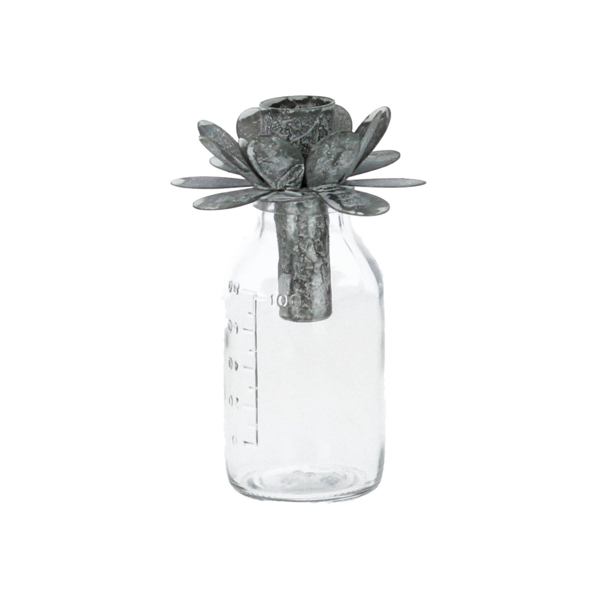H13 (1 Antique cm Kerzenhalter Blume antique Kerzenhalter Chic zink mit St)