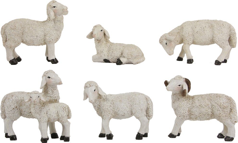 FADEDA Tierfigur 6x FADEDA Schafe mit Widder, Höhe in cm: 10,2 (6 St) | Tierfiguren