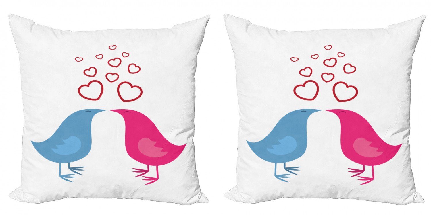 Accent Liebe Romantik Stück), Kissenbezüge (2 Digitaldruck, Vogel-Herz-Symbole Modern Doppelseitiger Abakuhaus