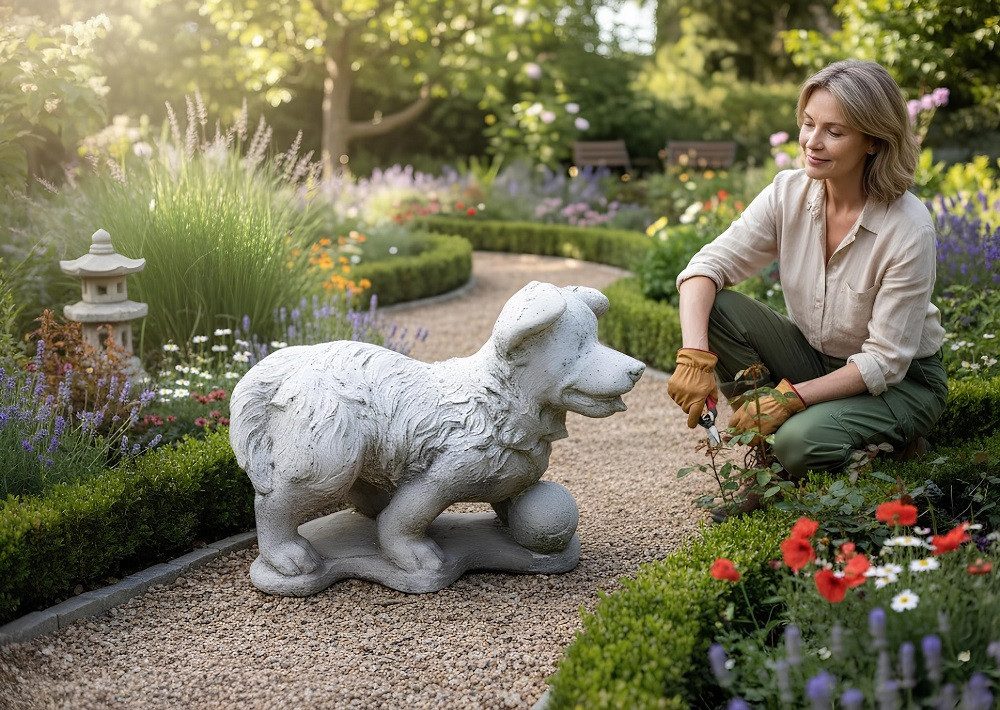 JVmoebel Tierfigur Hunde Statue aus wetterfestem Material für Garten und Innenbereich (1 St., Skulptur), Made in Europa