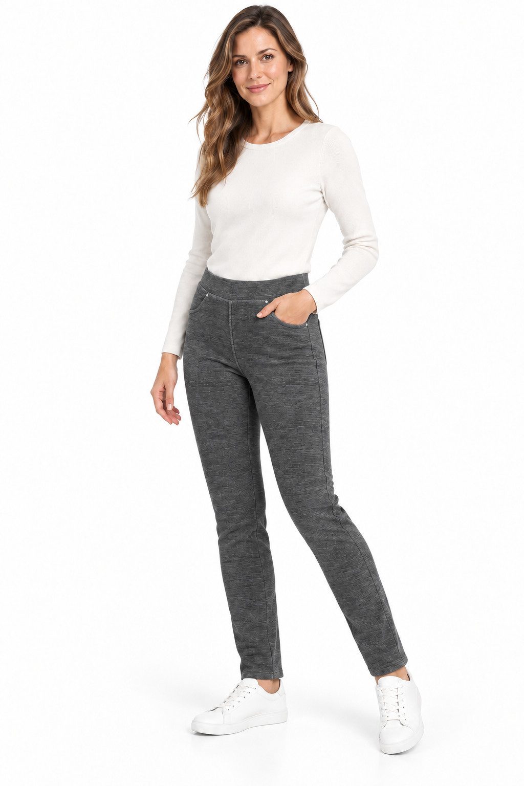 Kendindza Collection Thermohose Damen Winter gefüttert warm Thermoleggings Winterhose Stretch gefütterte Thermo Hose, Thermo Leggings Winter mit Gummibund