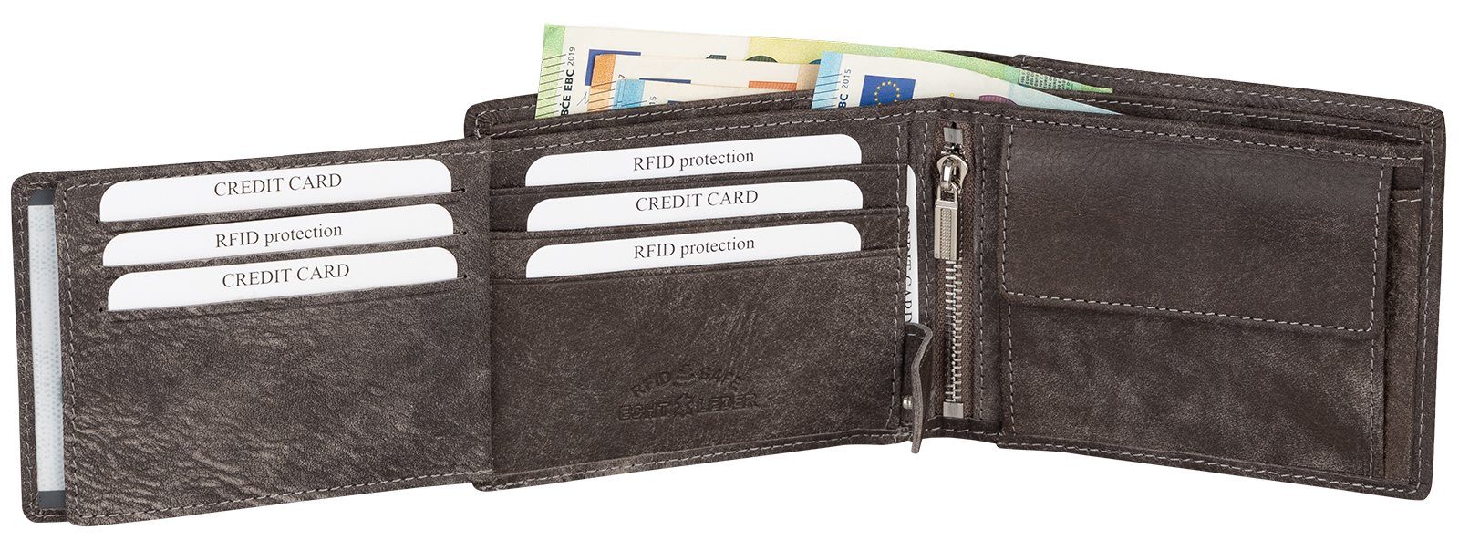 Wild Things Only !!! Geldbörse RFID echt Leder Portemonnaie Geldbörse Geldbeutel Herren Querformat, RFID Schutz – Bild 5 von 5