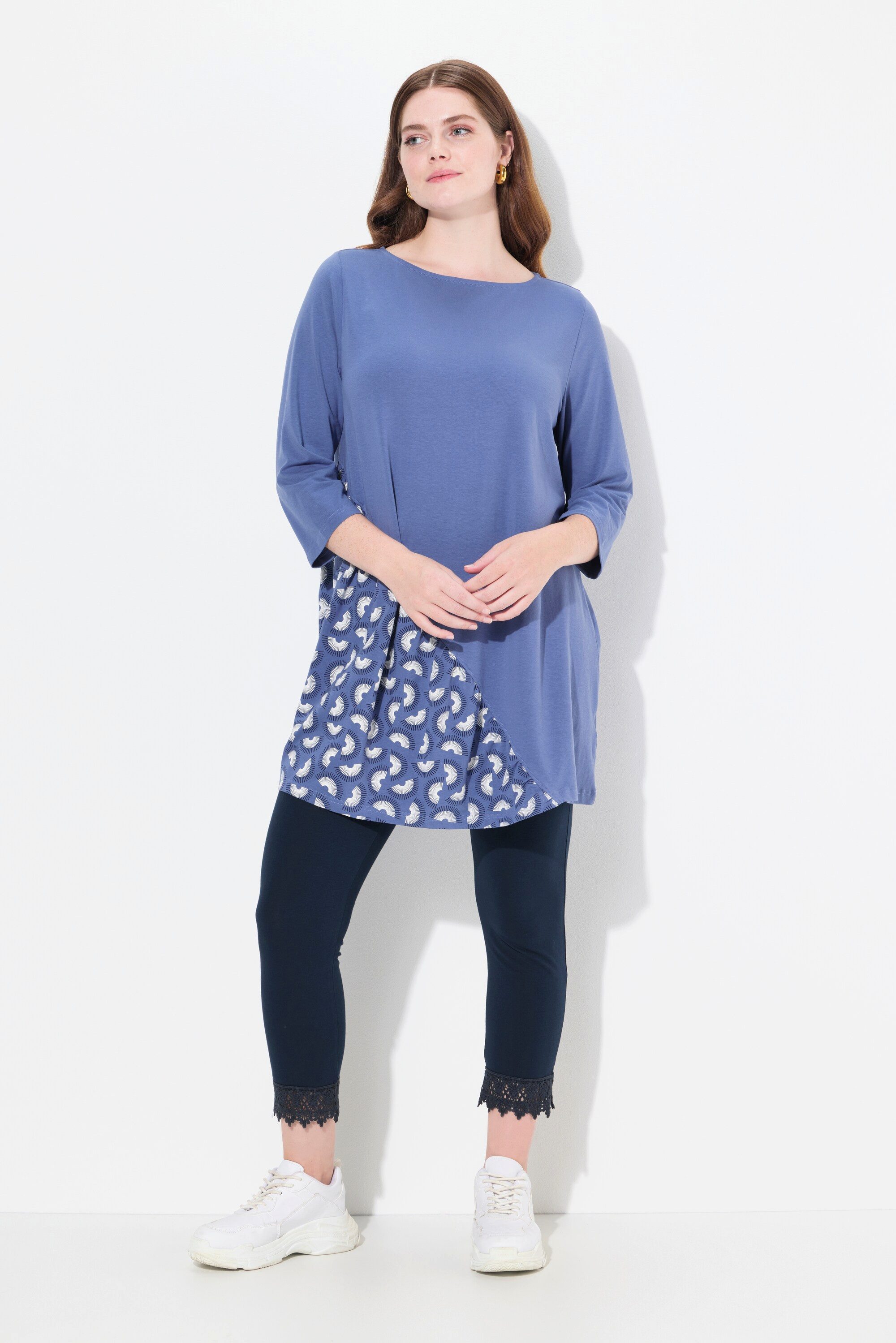 Ulla Popken Longshirt Shirt A-Linie U-Boot-Ausschnitt 3/4-Arm günstig online kaufen