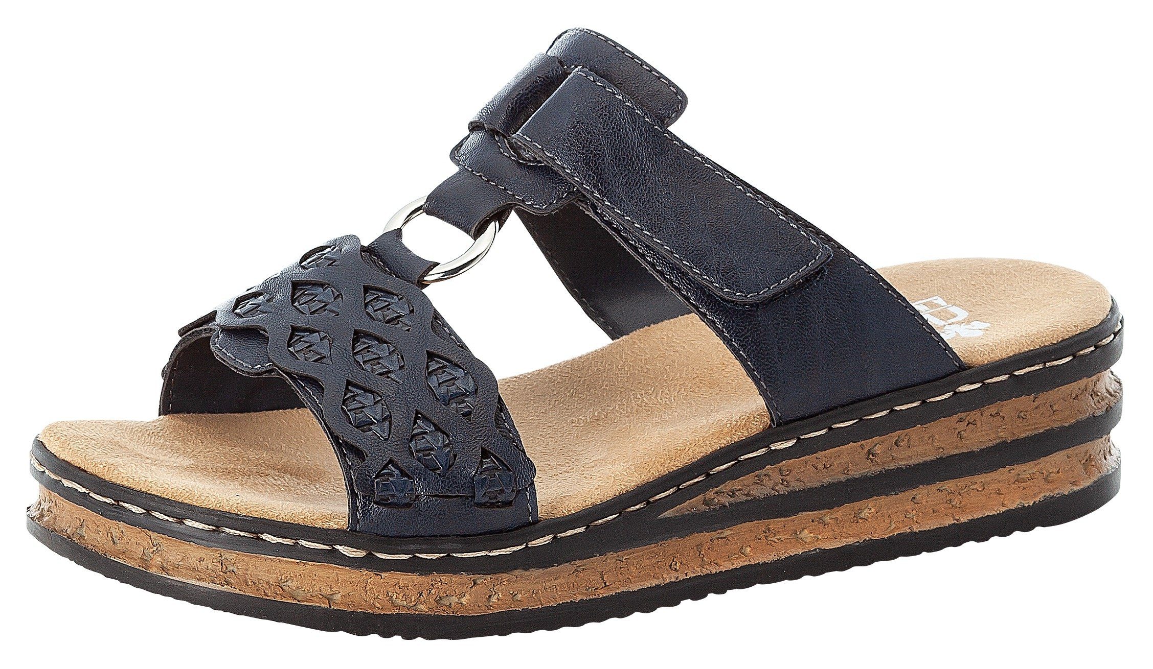 Rieker Pantolette Keilabsatz, Sommerschuh, Schlappen mit Riemchen in Flecht günstig online kaufen