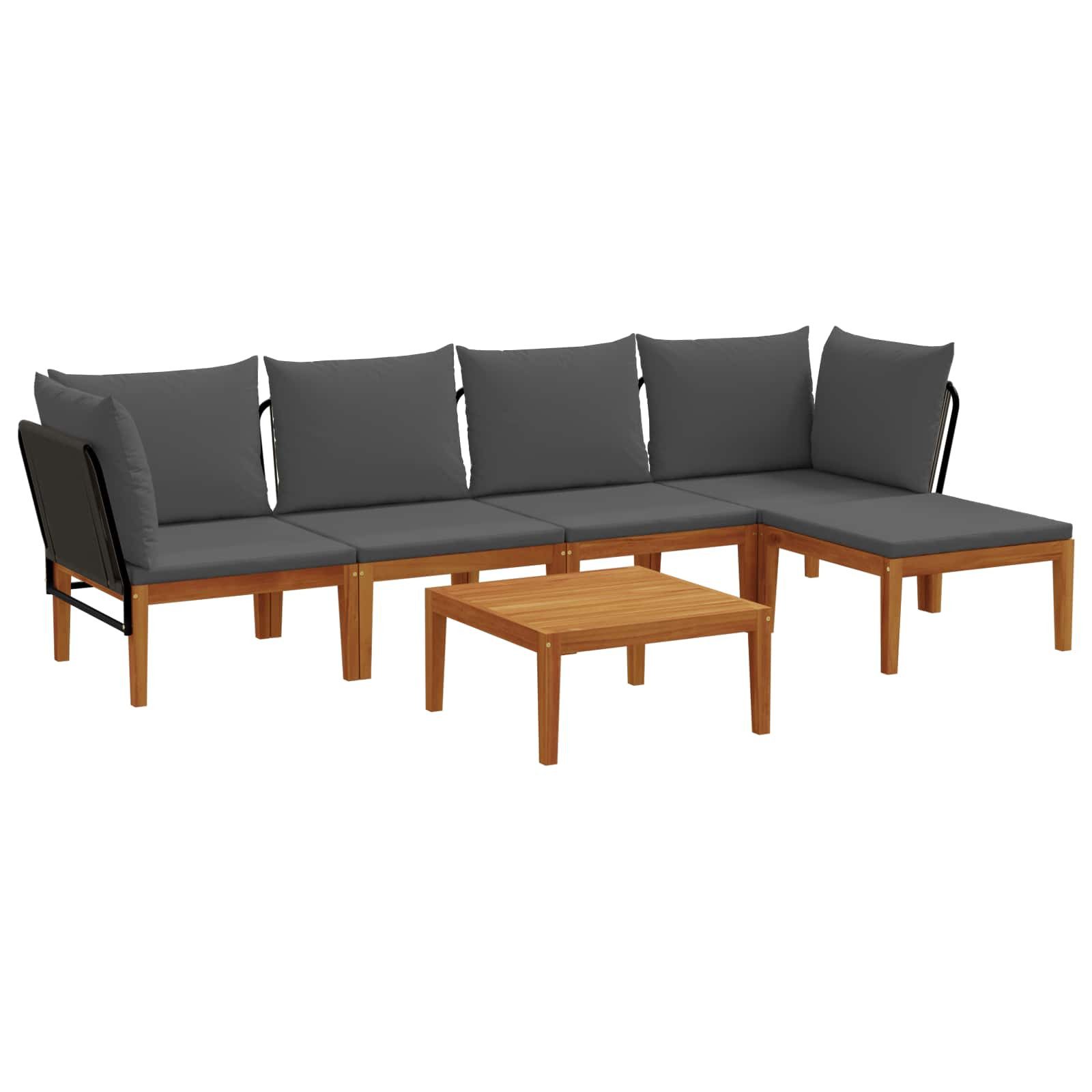 vidaXL Sofaelement 6 Stk. Massives nholz & Seil Natur (6 St)