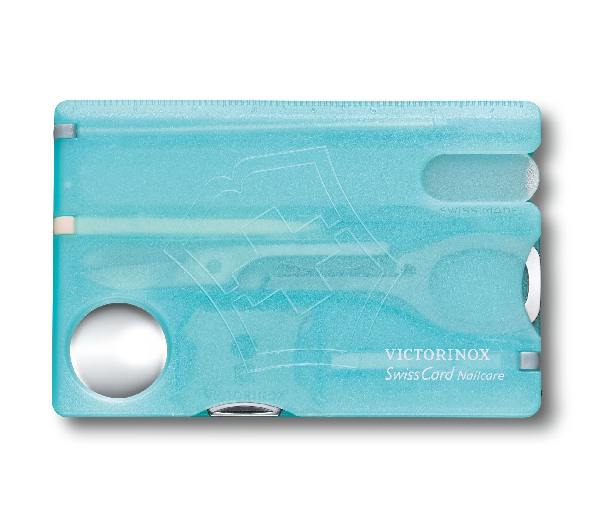 0.7240.T eisblau Funktionen transluzent Victorinox Nailcare 13 Taschenmesser SwissCard