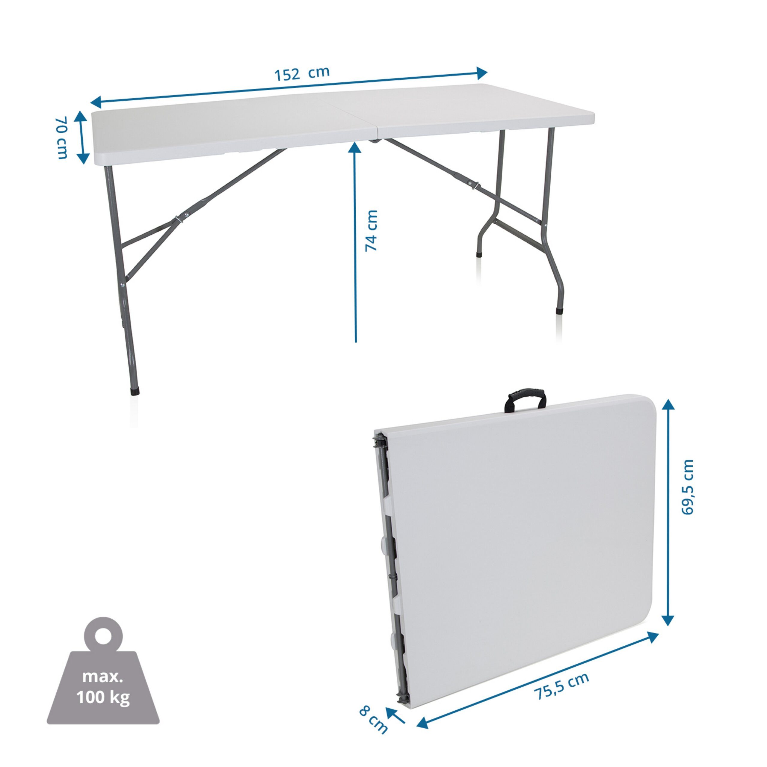 hjh OFFICE Klapptisch EASY UP MULTI II Tisch klappbar H/B/T: (1 St), Campingtisch klappbar, mit Griff