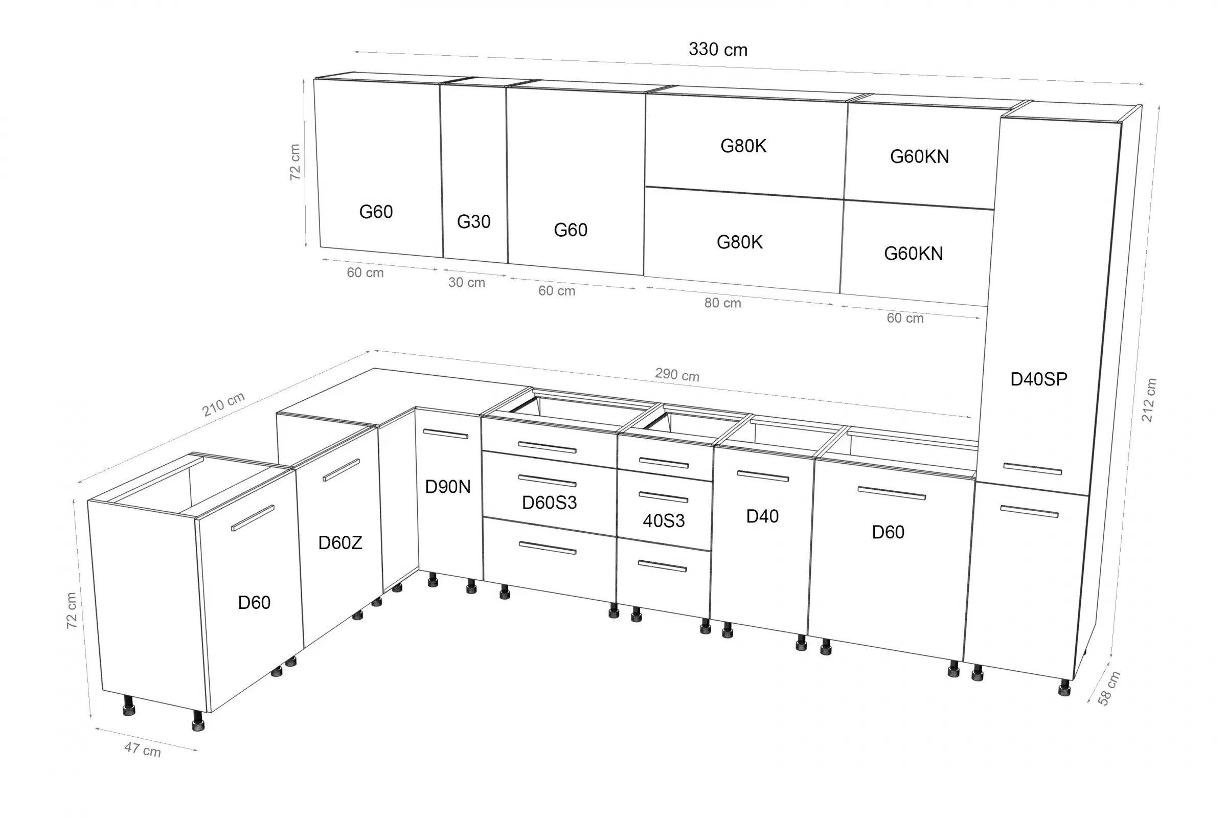 ROYAL24_MARKT Winkelküche K66-G210 - Langen - Hoher Luxus mit smartem Design, (Komplett Set), Premium - Modern - Exzellent - Matt - Holzoptik.