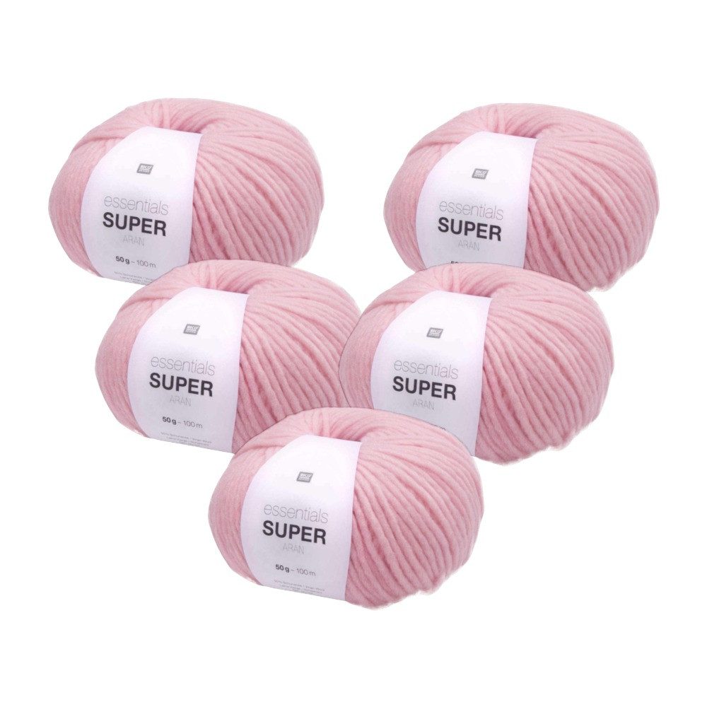 Rico Design 5 x RICO ESSENTIALS SUPER ARAN Häkelwolle, 200 m