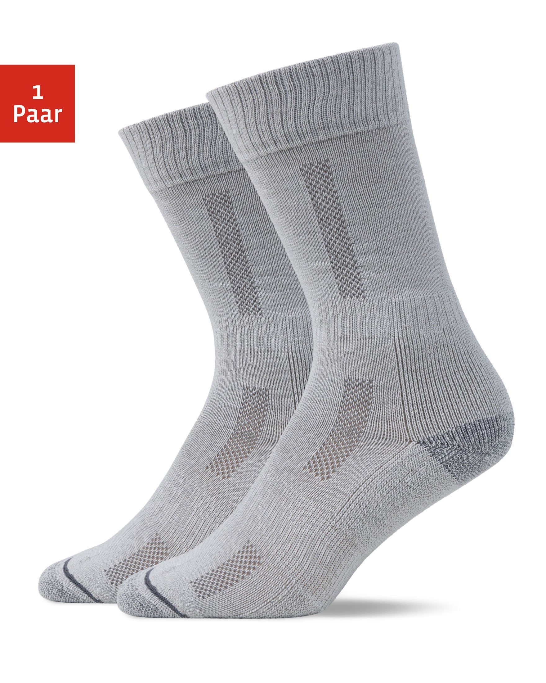 SNOCKS Wandersocken Hiking Socks für Damen & Herren (1-Paar) mit Merinowolle, garantiert keine Schweißfüße 04 Grau