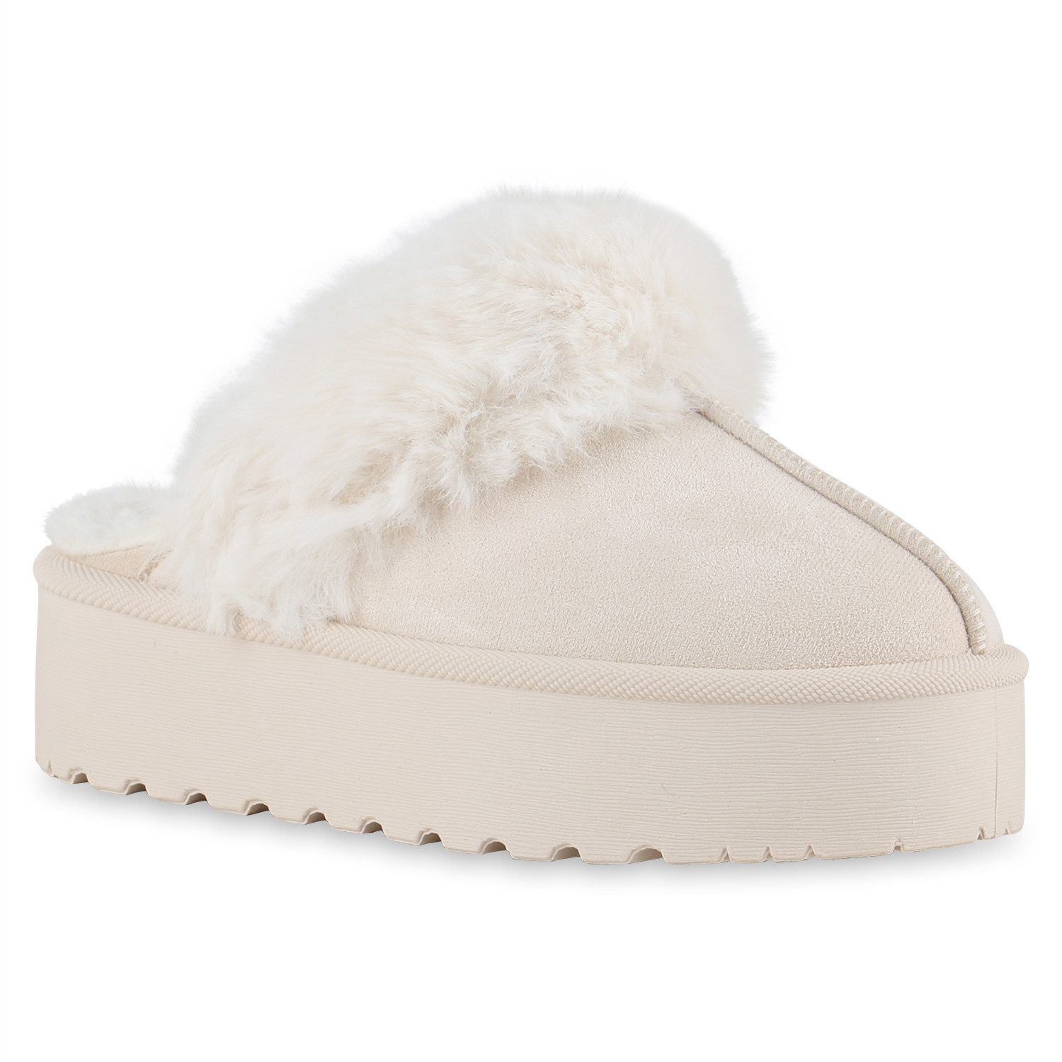 VAN HILL 841494 Hausschuh Damen Warm Gefüttert Pantoffeln Hausschuhe Bequem Kunstfell