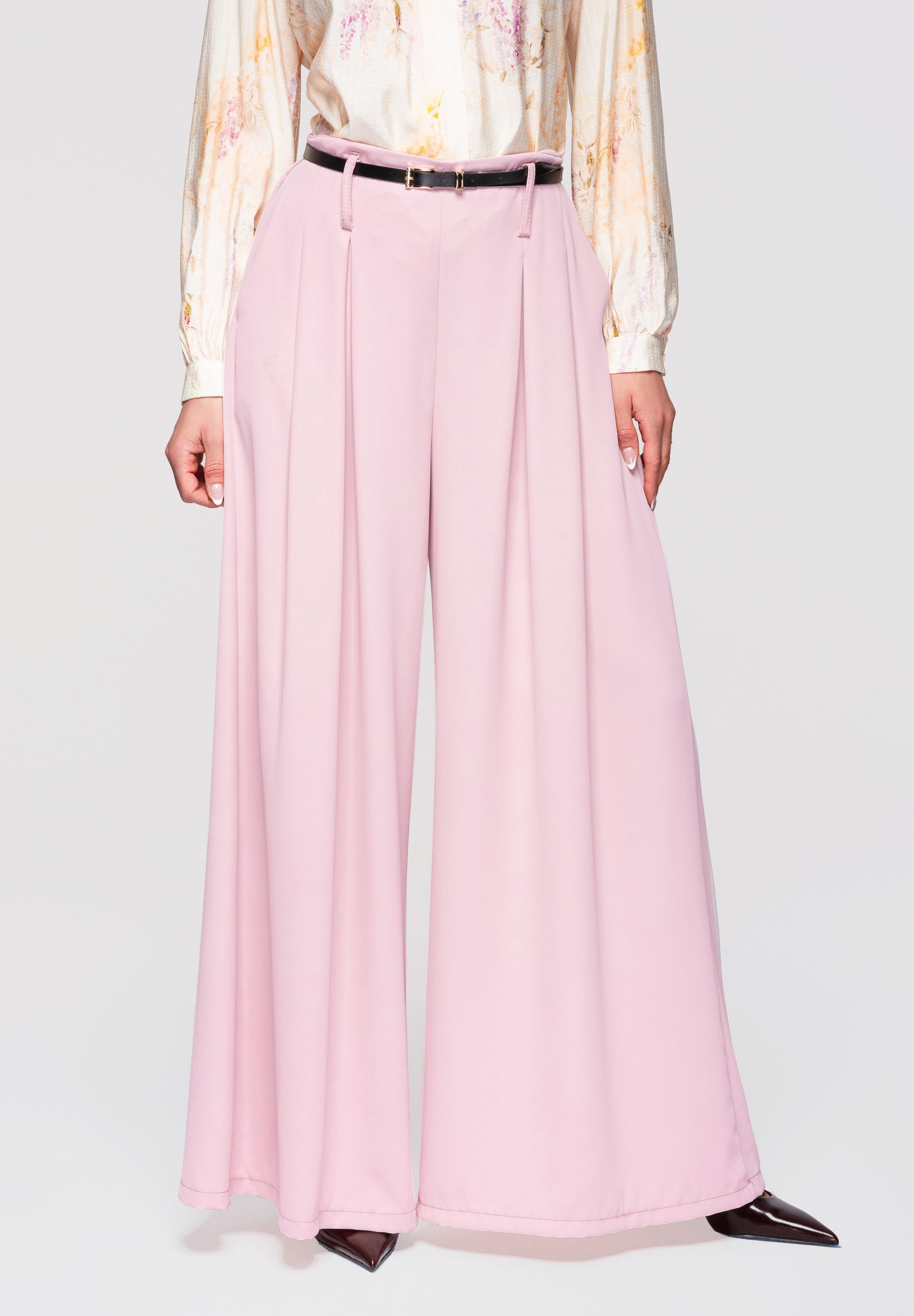 OMBRE Palazzohose Pants OW-PACP-0100 V-1 pink ONESIZE Pink ONESIZE (kein Set, 1-tlg) Passe vorne