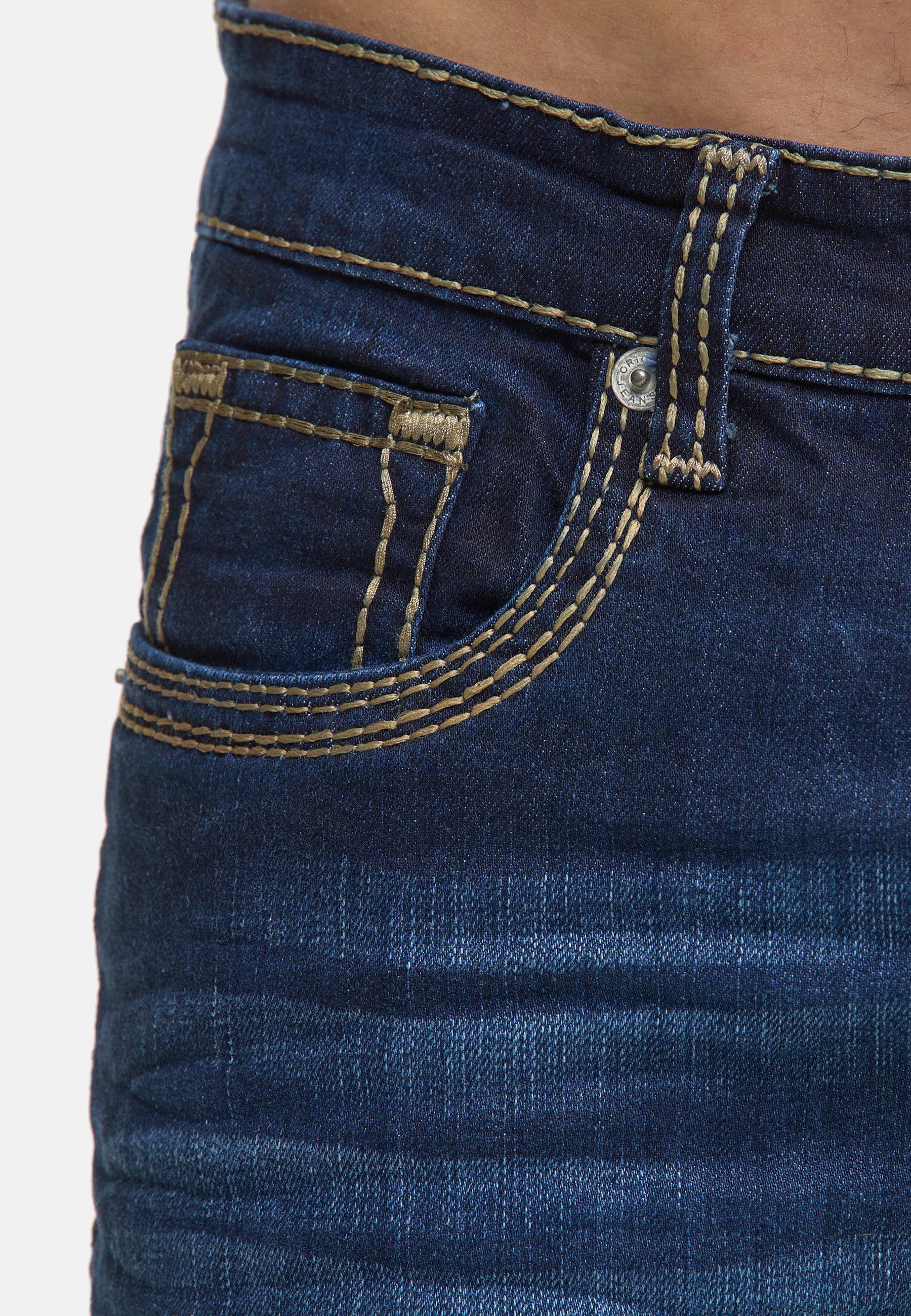 Herren Männer Code47 Pocket 907 Code47 Bootcut Five Regular Hose Denim Jeans Regular-fit-Jeans Fit blue