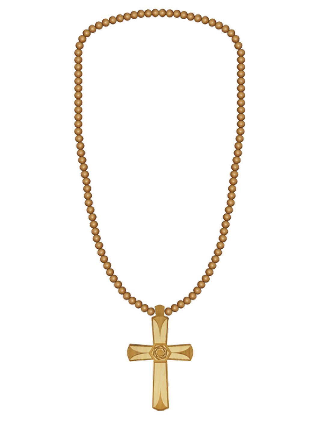 WOOD FELLAS Halsband WOOD FELLAS Mode-Schmuck coole Hals-Kette mit großem Kreuz-Anhänger aus Holz Hals-Schmuck Beige | Halsketten