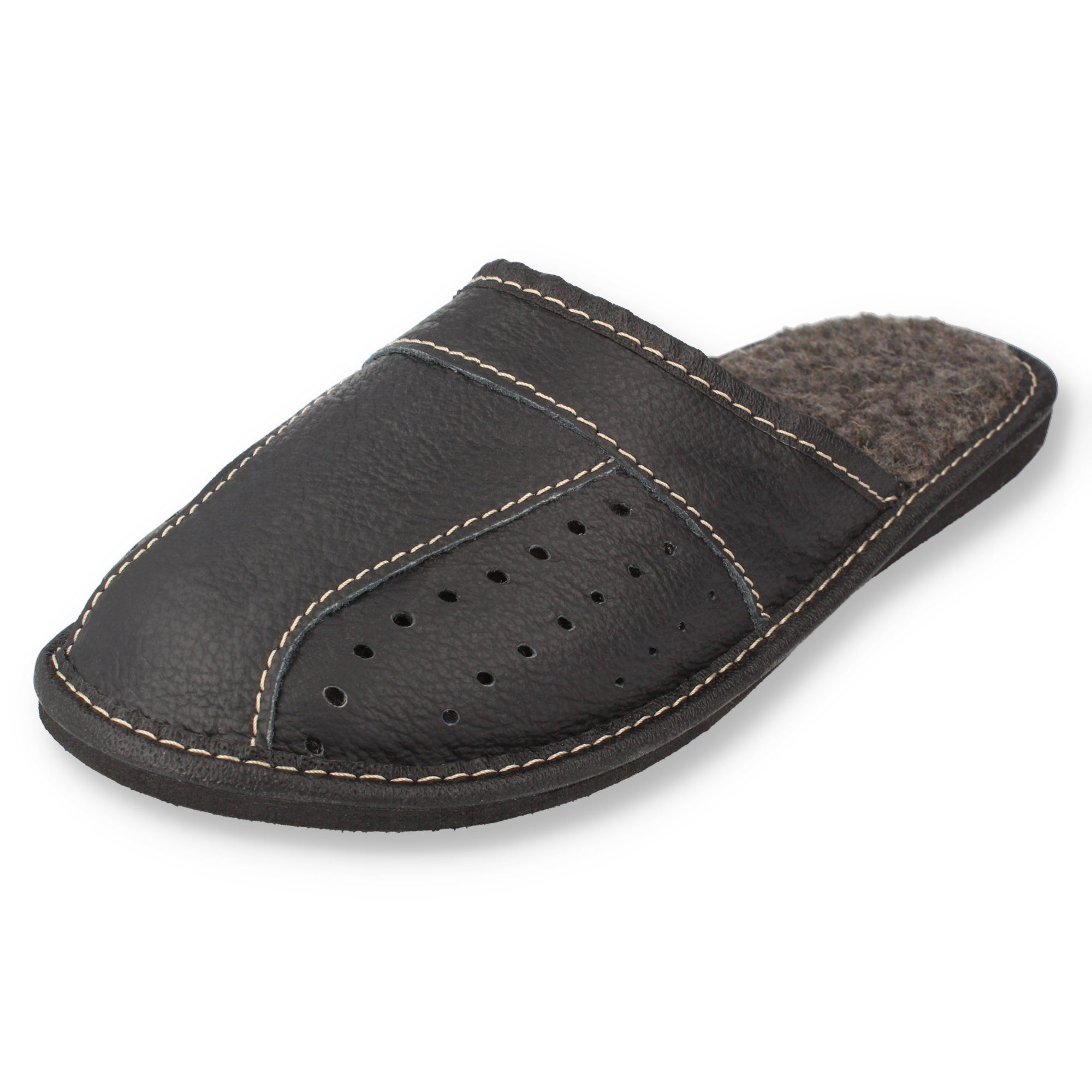 filsko Wolmar Herren Hausschuh (1 Paar, Obermaterial aus Leder) bis Schuhgröße 50, Pantoffeln, Slip-On
