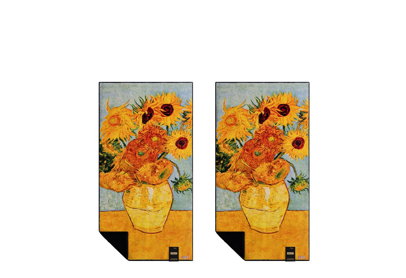 Zwoltex Handtücher Van Gogh Sonnenblumen Gästehandtuch Set 600 g/m² Baumwolle, (50x100 cm 60° waschbar OEKO-TEX 100% GOTS Baumwolle Trockner), Van Gogh Motiv sauber auf Frottier umgesetzt