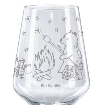 Mr. & Mrs. Panda Rotweinglas Bär & Marienkäfer Lagerfeuer - Transparent - Geschenk, Rotweinglas, H, Premium Glas, Feine Lasergravur