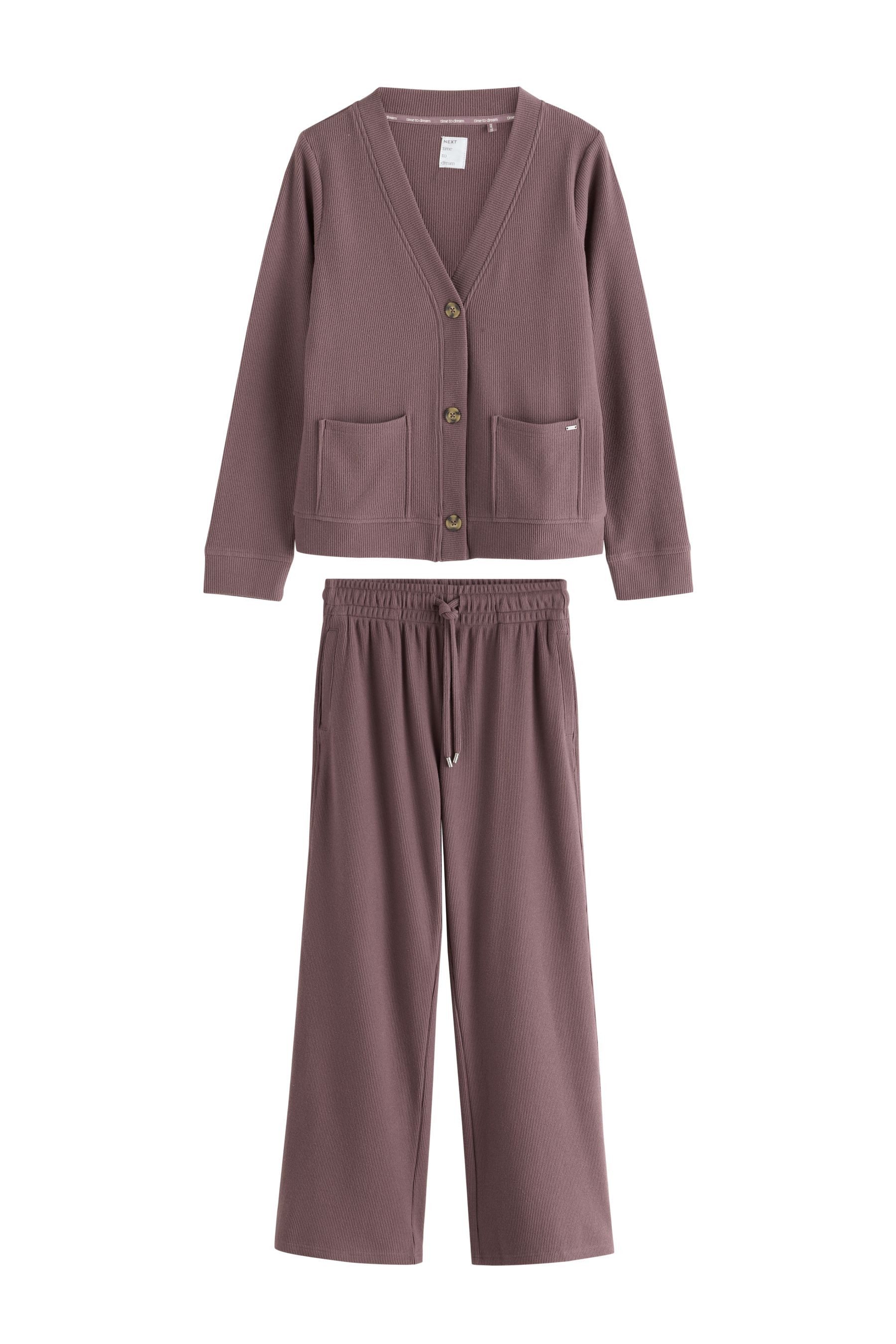 Next Top & Hose Loungewear-Set mit Strickjacke in Waffelstruktur (2-tlg)