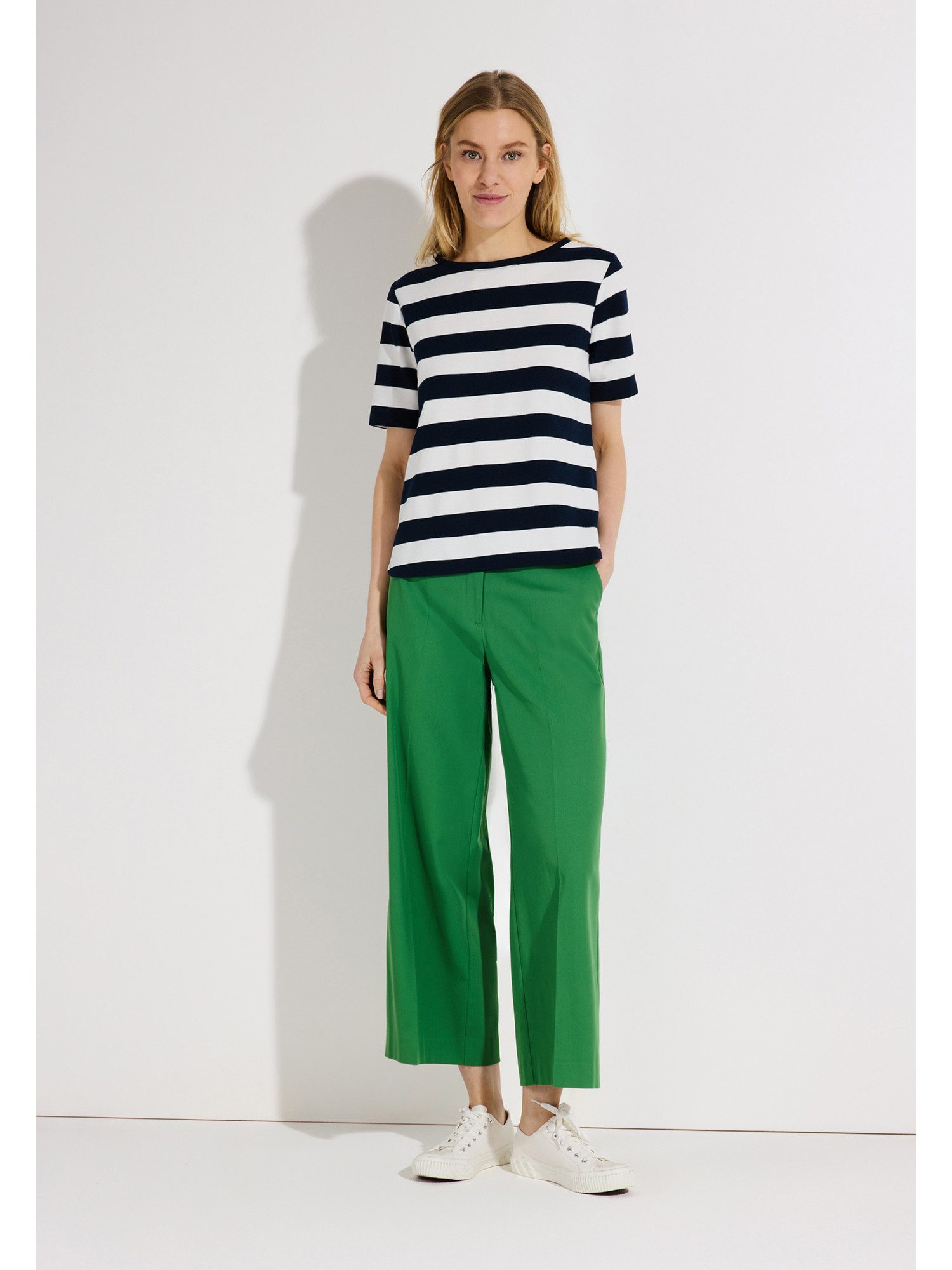 MORE&MORE Kurzarmshirt Heavy Jersey-Shirt, gestreift, boxy