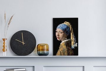 OneMillionCanvasses® Gemälde Das Mädchen mit dem Perlenohrring - Johannes Vermeer - Pixel, (1 St), Leinwandbild fertig bespannt inkl. Zackenaufhänger, Gemälde, 20x30 cm