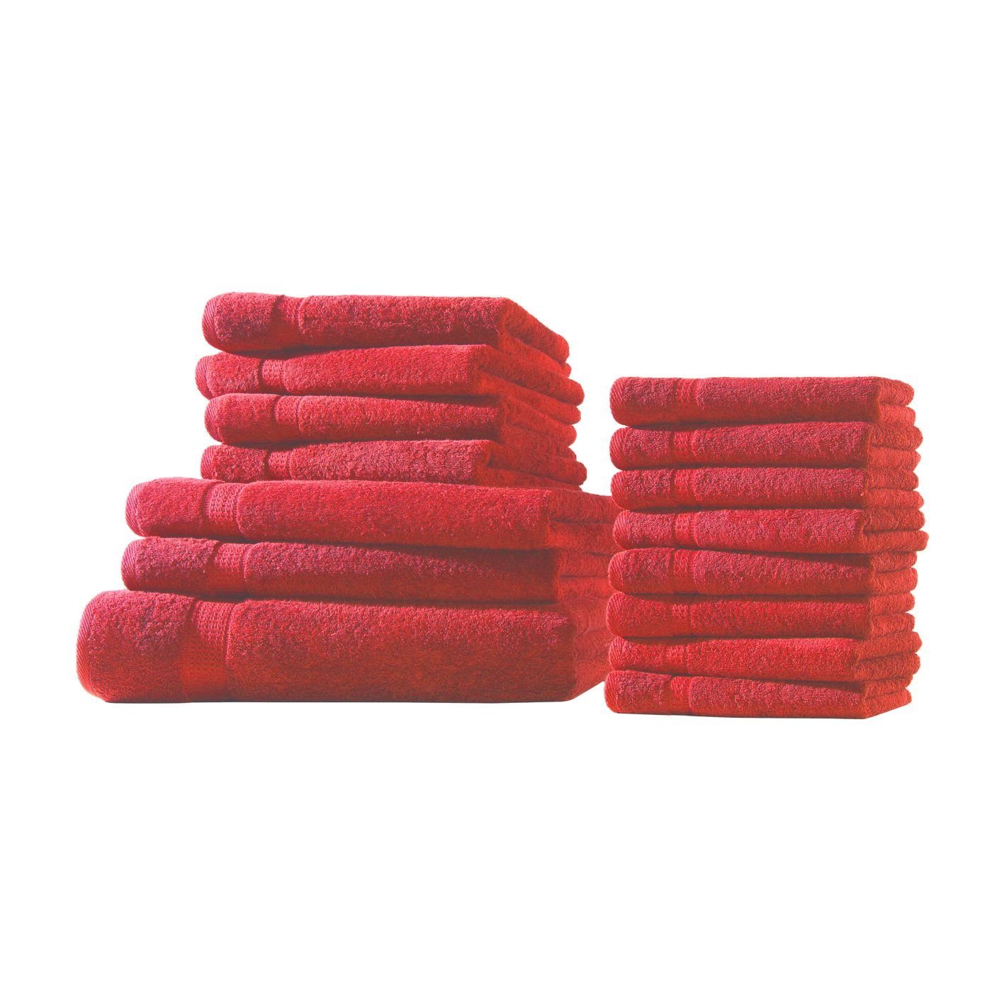 Handtuch Frotteeware Uni Handtuchset, Handtücher mit Bordüre 100% Baumwolle