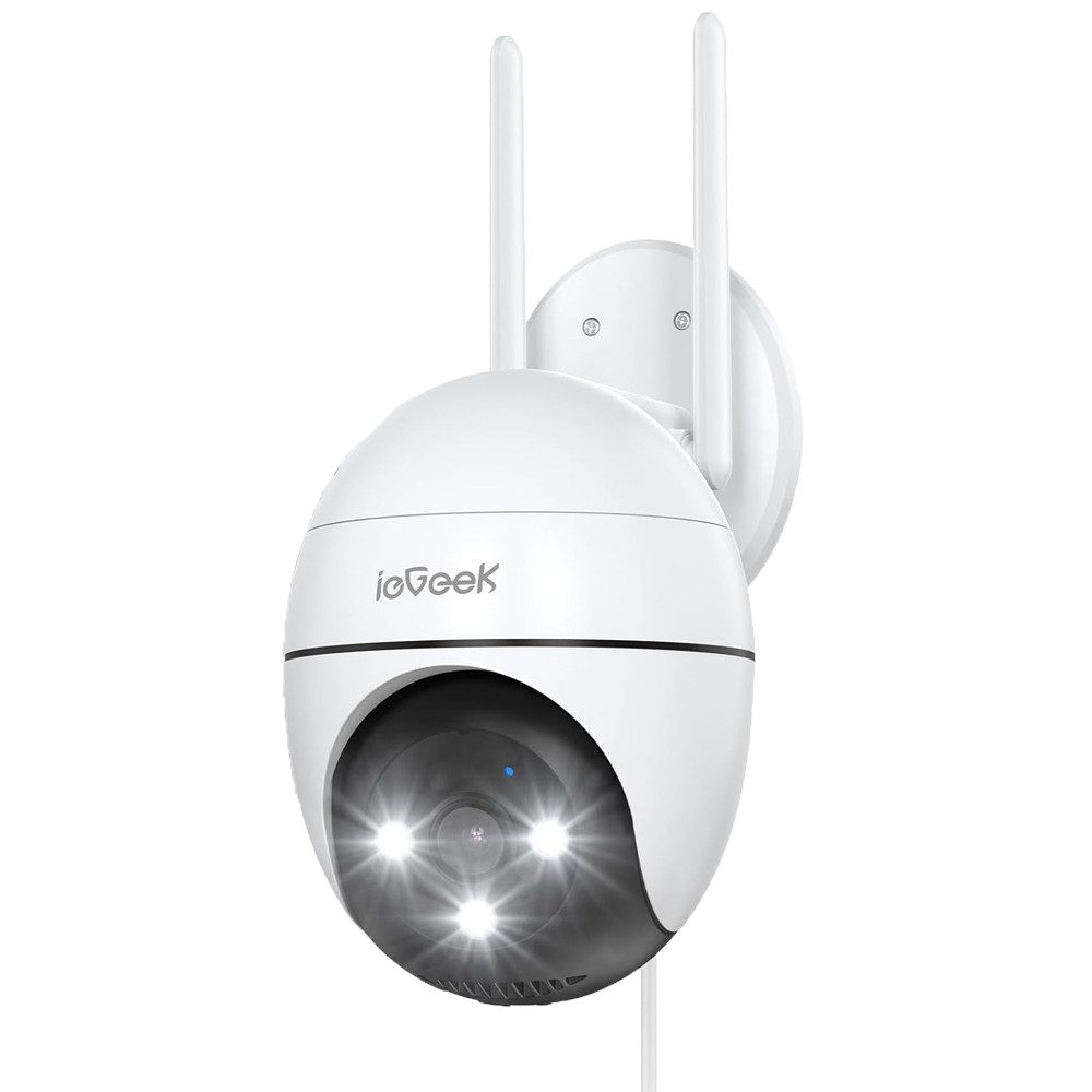 ieGeek Überwachungskamera 2 Stück Überwachungskamera Aussen Kamera Überwachung Aussen Wlan IP (Aussen, AuBenbereich, außen, utdoor Kabel Außenkamera WiFi PTZ Outdoor Camera Dome Aussen kamera, Videoüberwachung Kamera mit Farbige Nachtsicht Bewegungserkennung, 24/7 Aufnahme,& Ton und Lichtalarm)