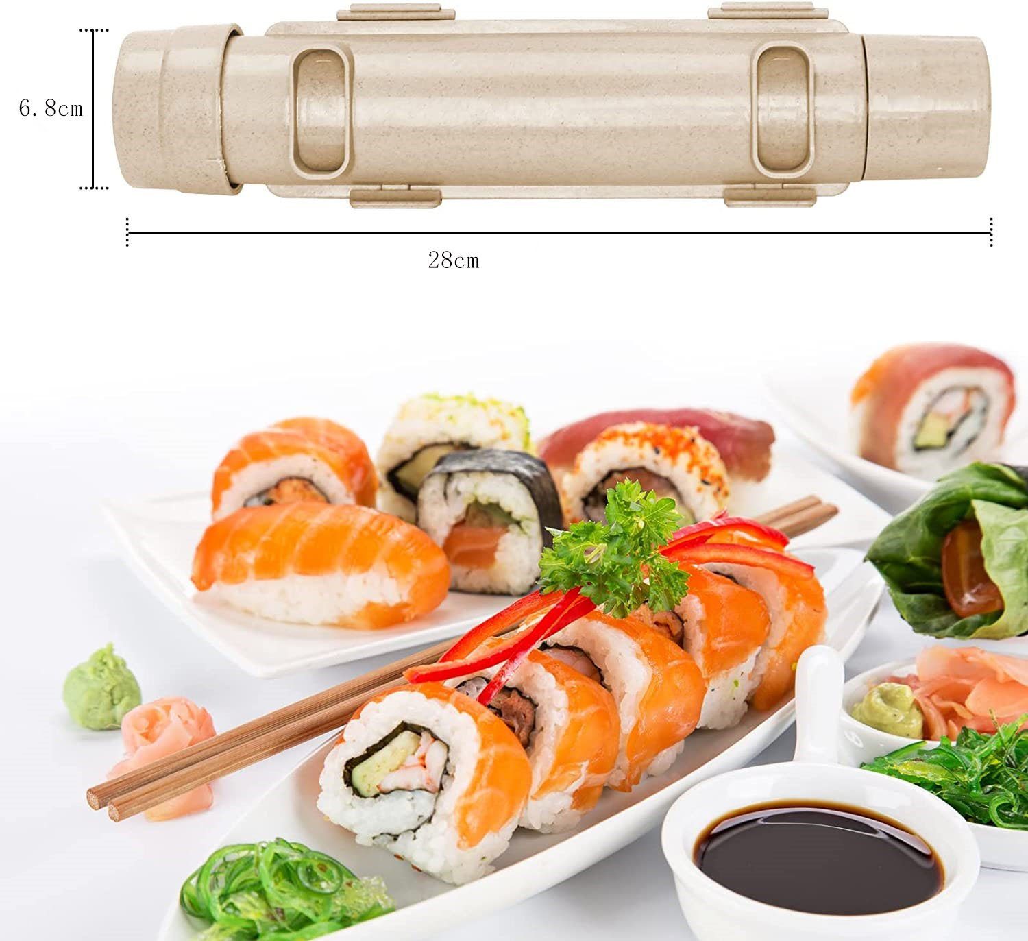 NUODWELL Sushiteller Sushi-DIY-Maschine, Beige Sushi-Bazooka, Zubereitungswerkzeuge gemeinsame