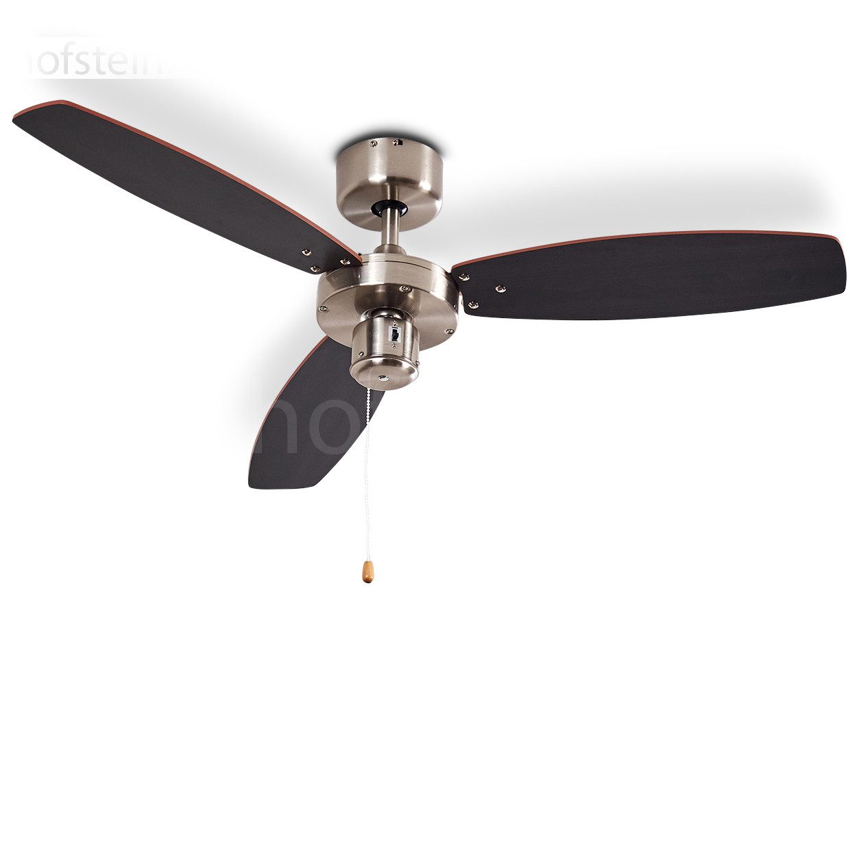 hofstein Deckenventilator »Priore« Deckenventilator, Metall/Holz, Nickel-matt/Silber und Braun, mit 2 Zugschnuren u. wendbaren Rotorblättern, in 3 Stufen schaltbar