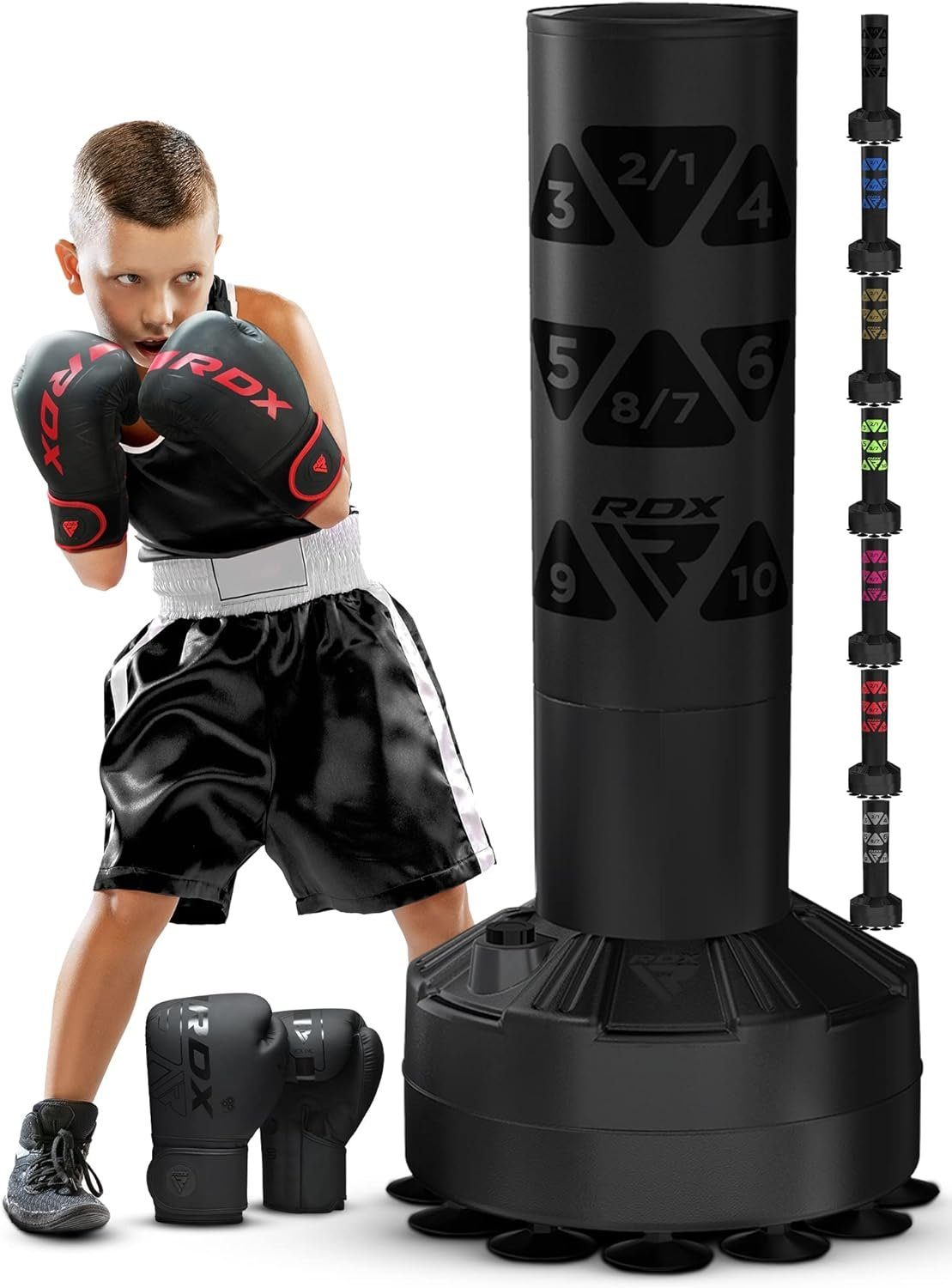RDX Sports Standboxsack RDX freistehender Boxsack für Kinder, 4FT Boxsack mit Handschuhen