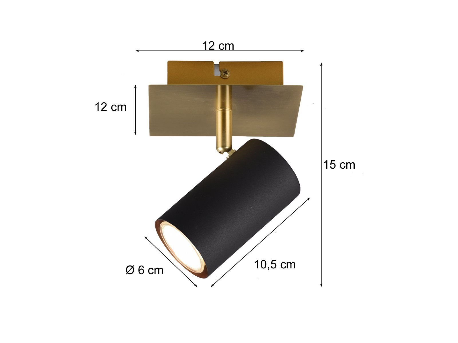 Lese-lampe Warmweiß, 15cm Schwarz Gold Wandstrahler, Gold-en, / Schwarz Bett, Höhe innen Dimmfunktion, LED kleine meineWunschleuchte LED Treppenhaus wechselbar,