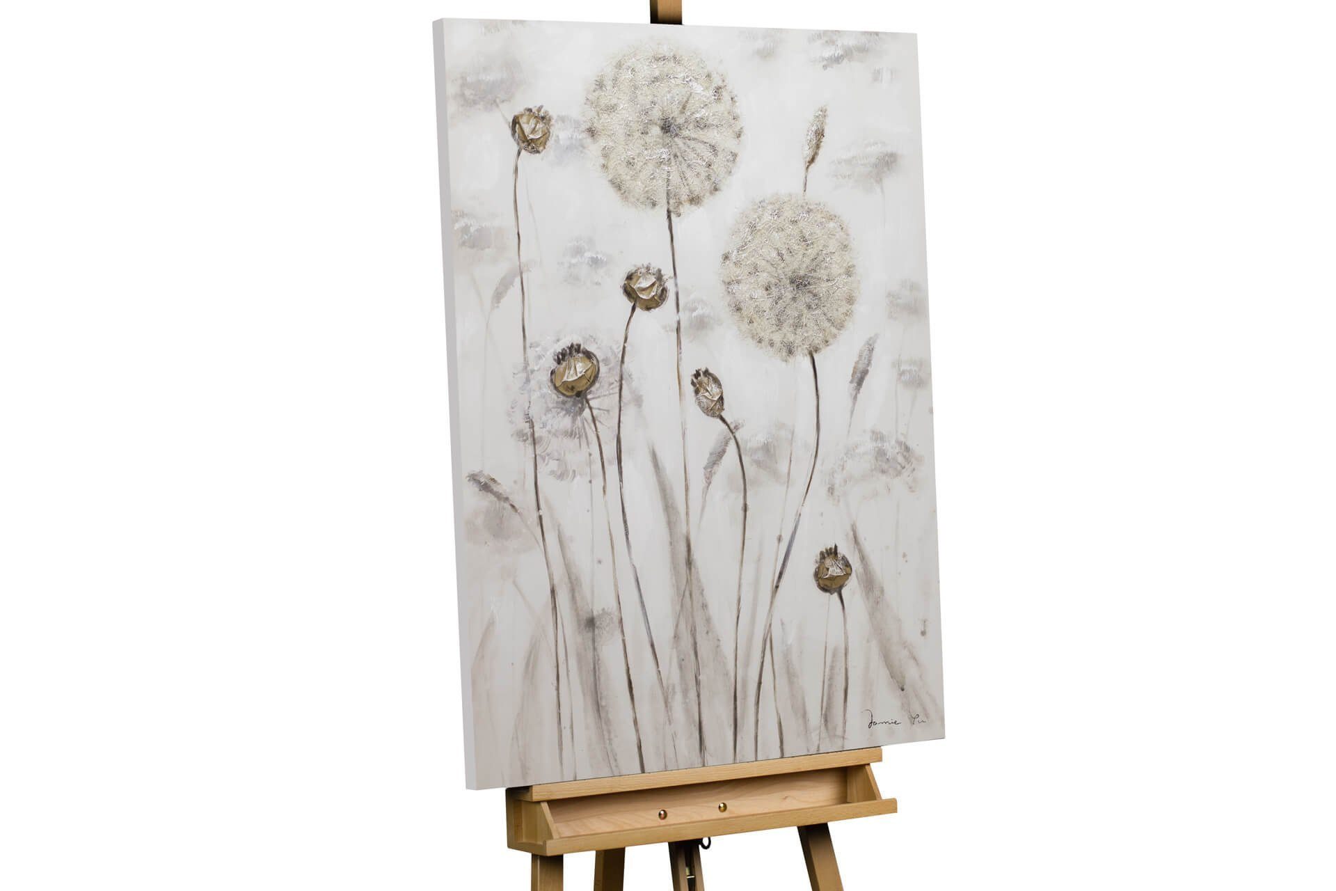 KUNSTLOFT Gemälde Delicate Meadow 75x100 cm, Leinwandbild 100% HANDGEMALT Wandbild Wohnzimmer