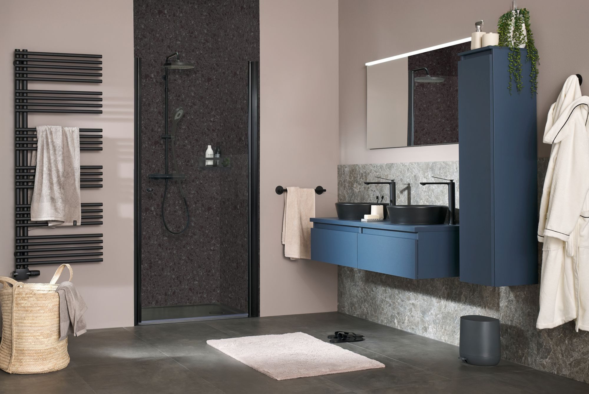 SCHÖNER WOHNEN-Kollektion Badrückwand Softtouch Mondschatten, (1-tlg), 100 x 255 cm, inkl. Fixierklebeband und Unterlegkeile